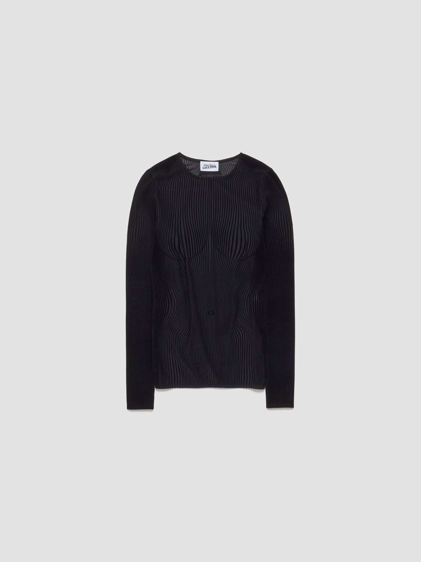 Morphing Pinstripes Long Sleeve Top in Black