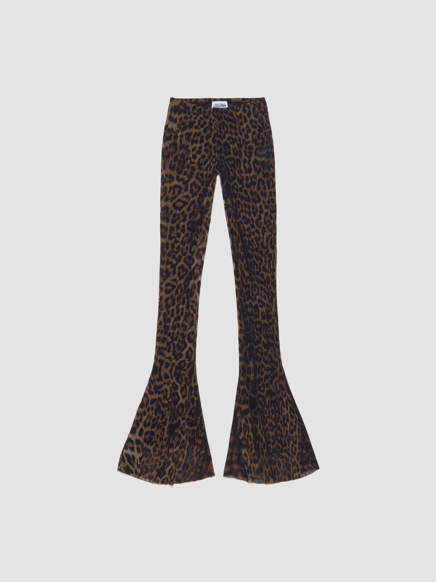 Leopard Printed Flare Trousers in Dark Brown