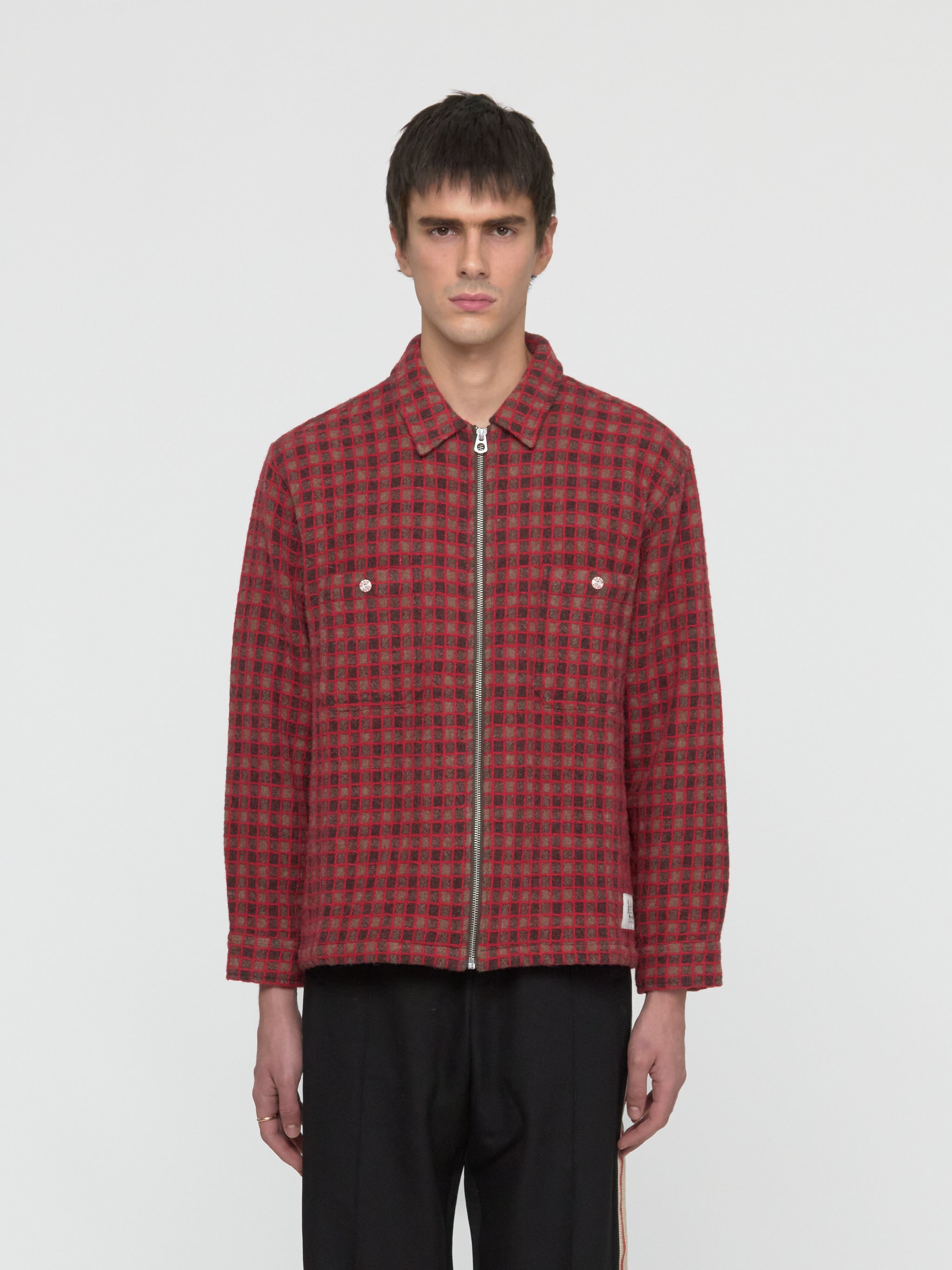 Check Mate Flannel Zip-Up Shirt in Brown