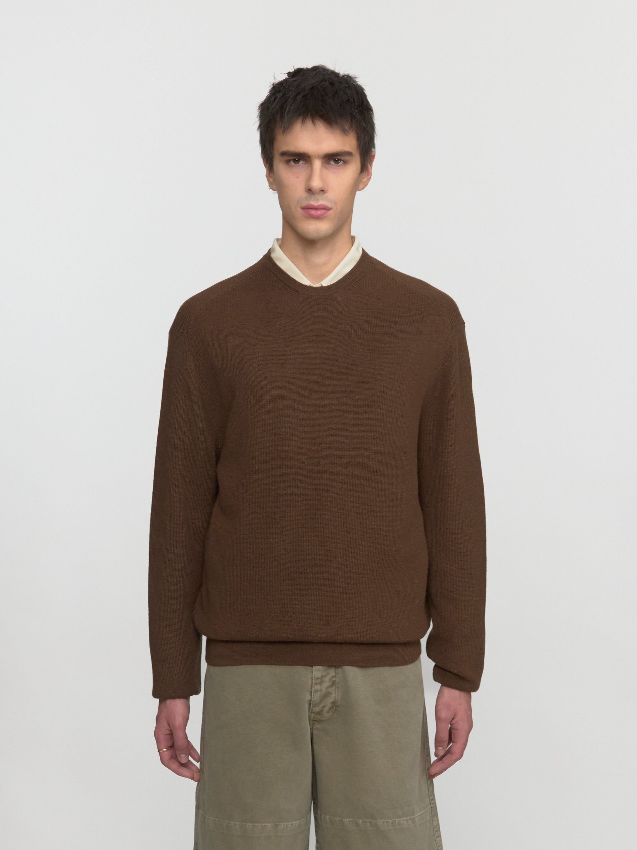 Crew Neck Jumper in Hazelnut Brown