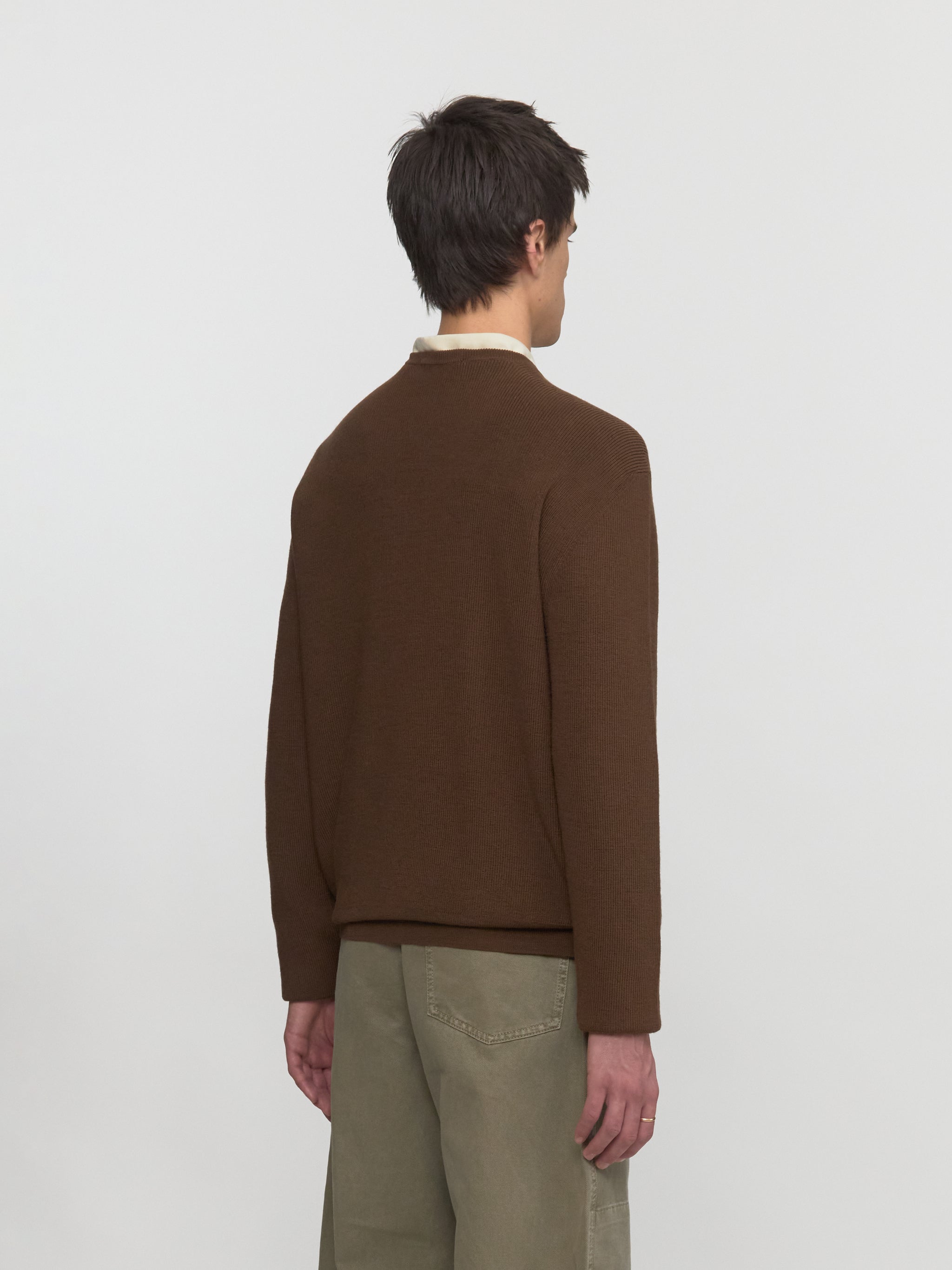 Crew Neck Jumper in Hazelnut Brown