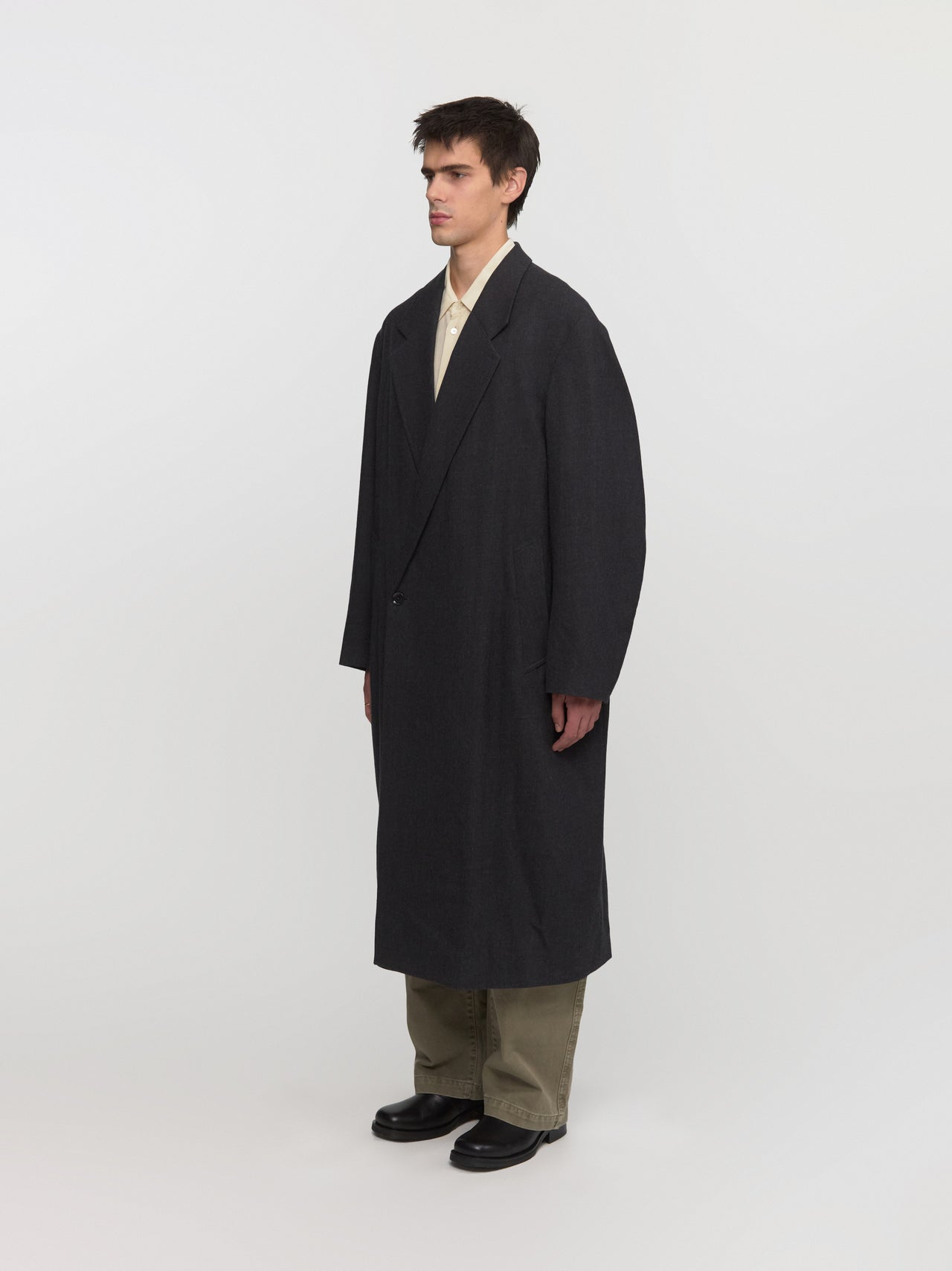 Maxi Double-Breasted Coat in Anthracite