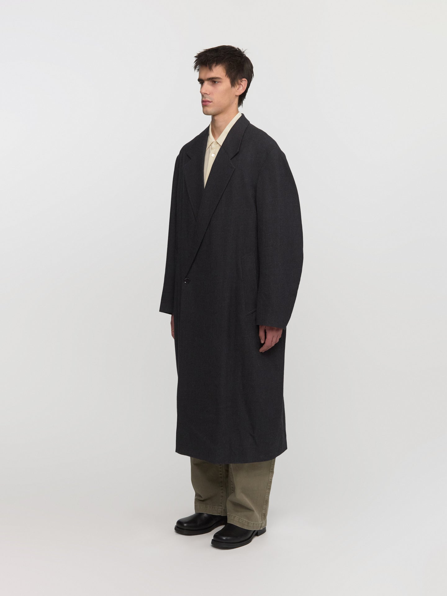 Maxi Double-Breasted Coat in Anthracite