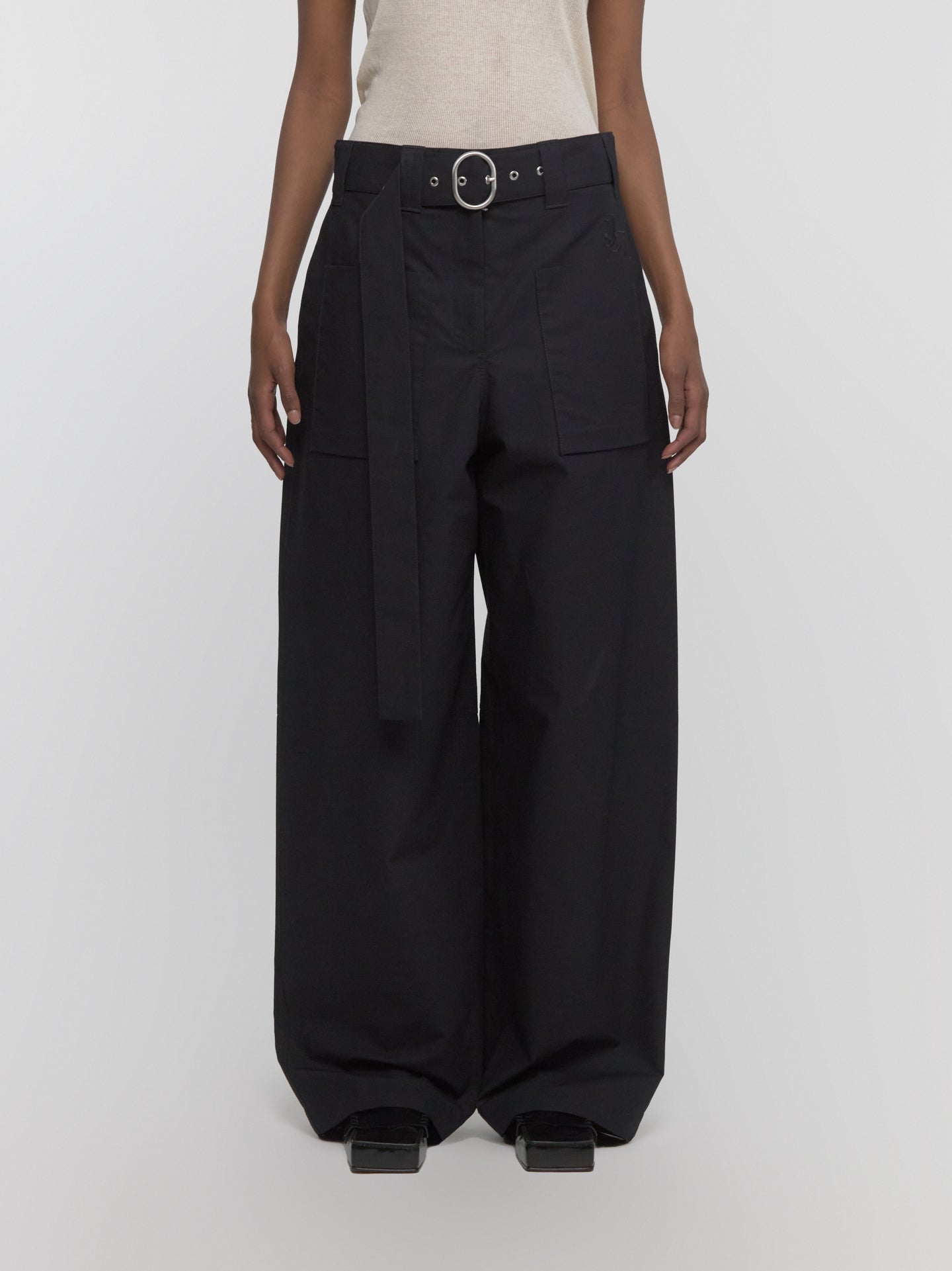 Belted Trousers in Dark Navy