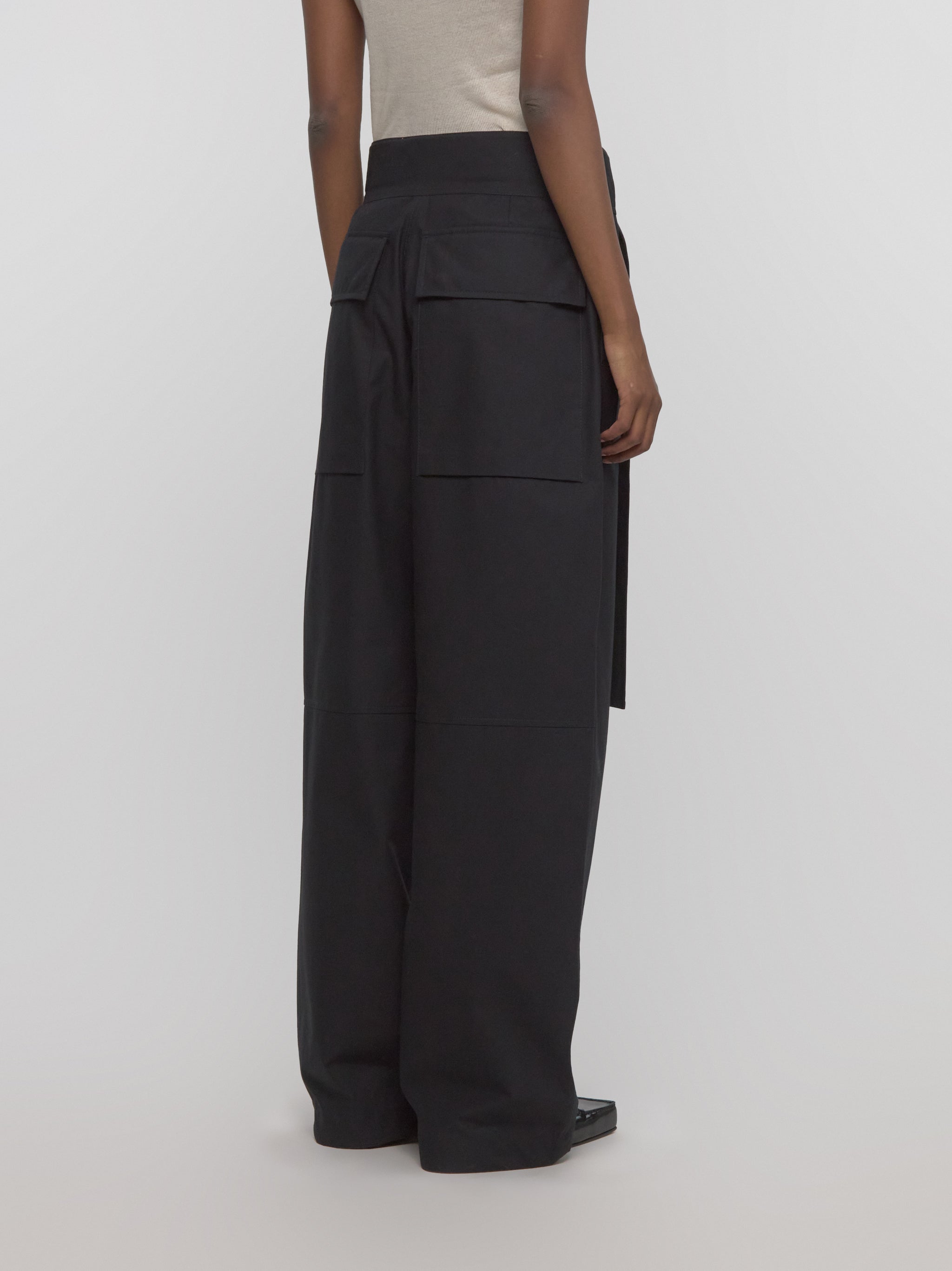 Belted Trousers in Dark Navy