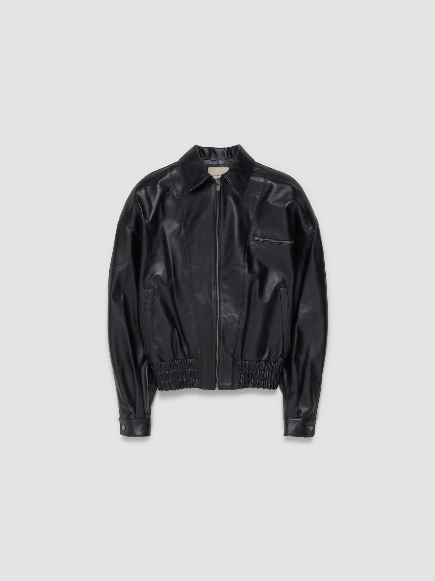 Lora Leather Bomber Jacket in Black