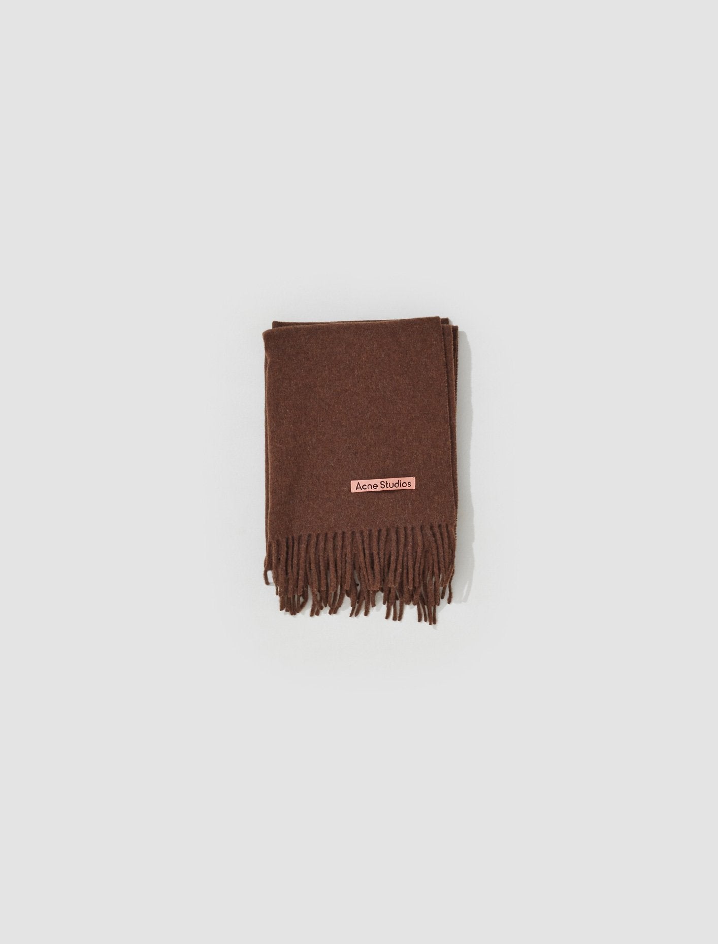 Fringed Wool Scarf in Dark Rust