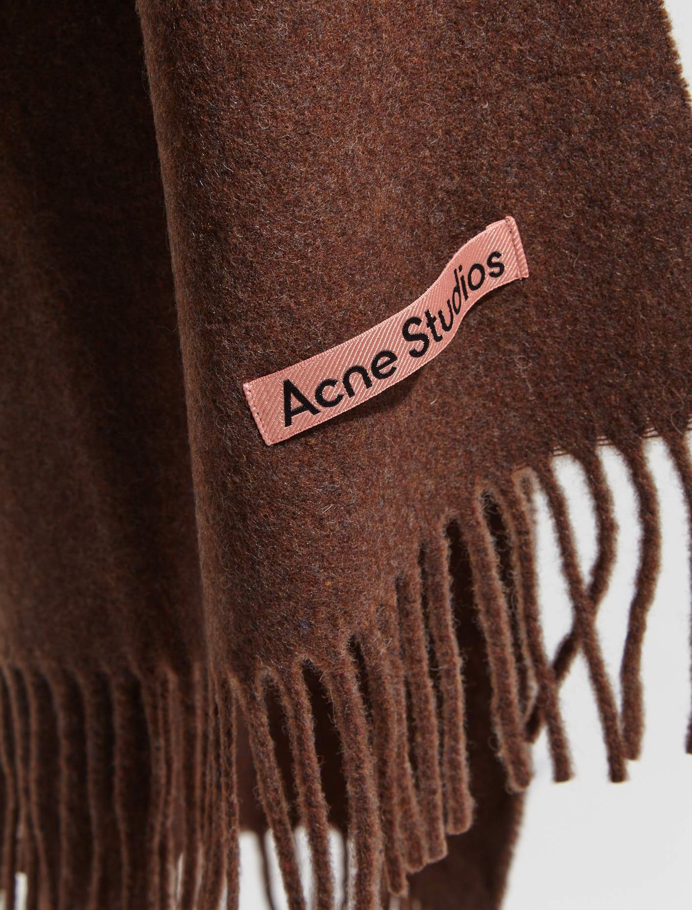 Fringed Wool Scarf in Dark Rust