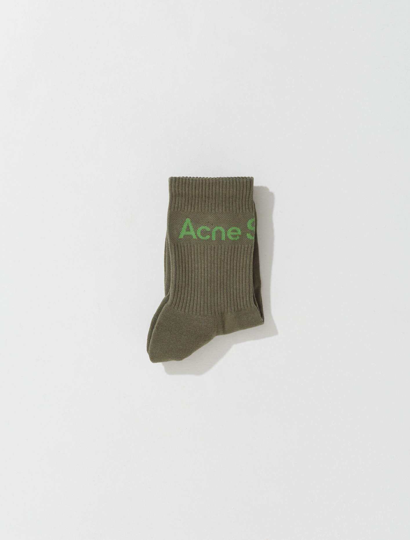 Logo Socks in Khaki & Green