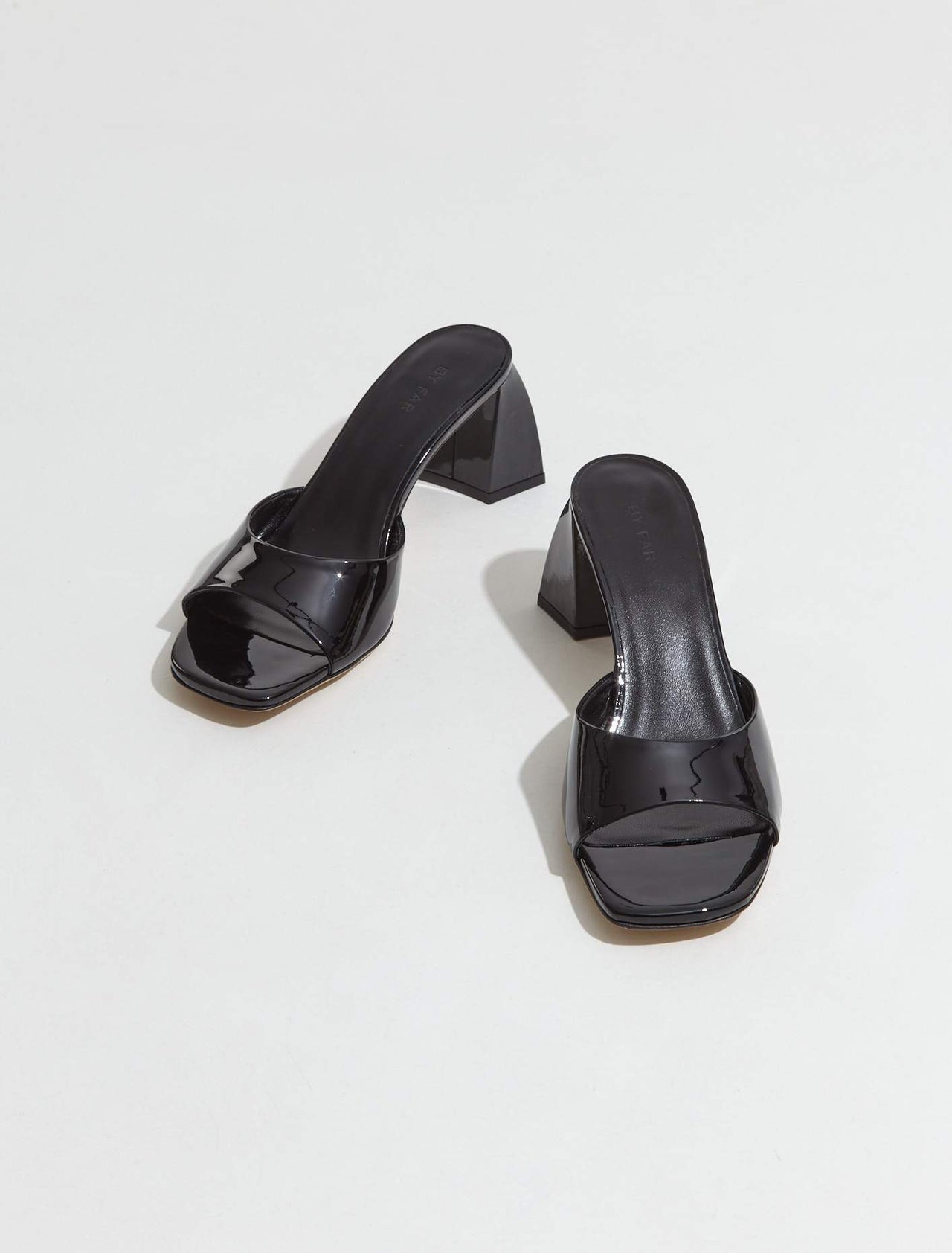 Romy Patent Leather Mule in Black