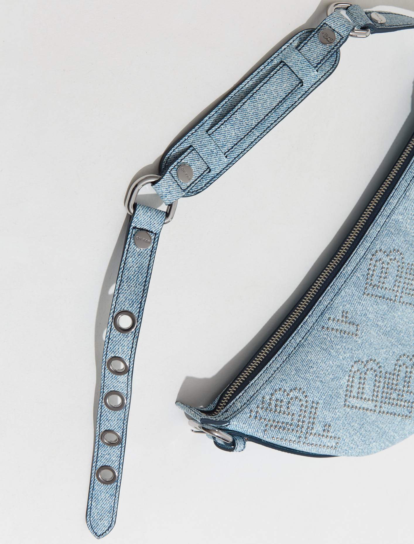 Gib Stud Leather Bag in Denim