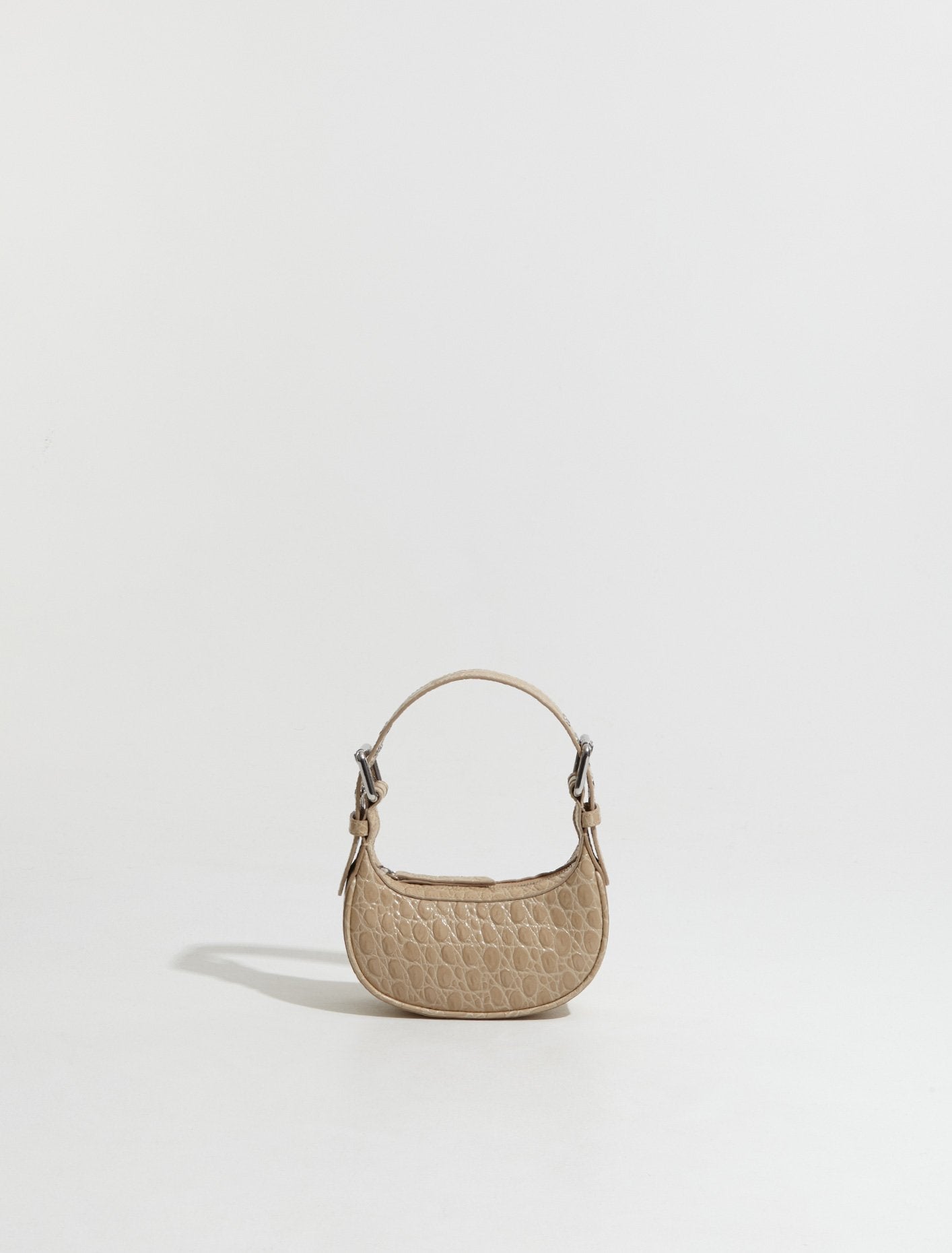 Mini Soho Circular Croco Embossed Leather Bag in Kraft