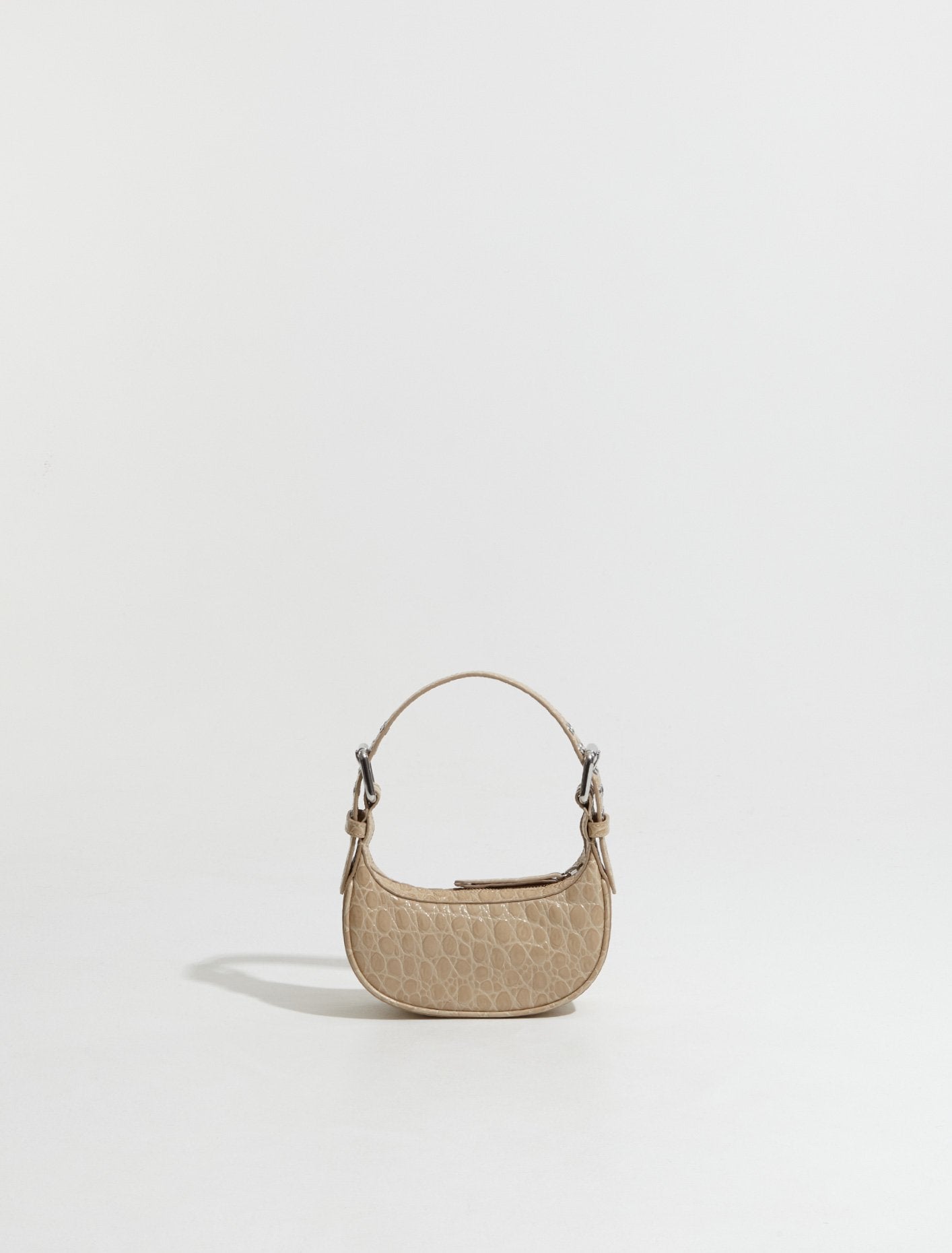 Mini Soho Circular Croco Embossed Leather Bag in Kraft