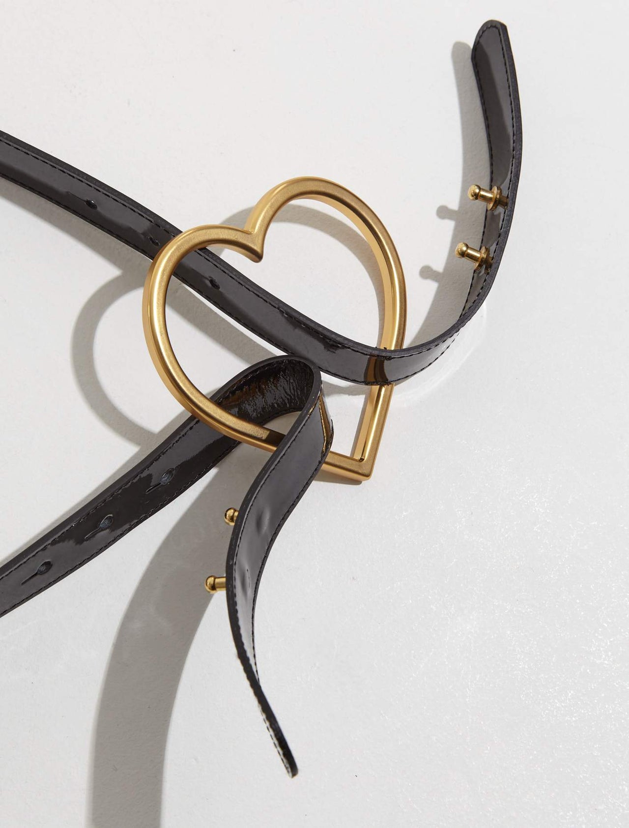 Leather Belt with Heart in Black