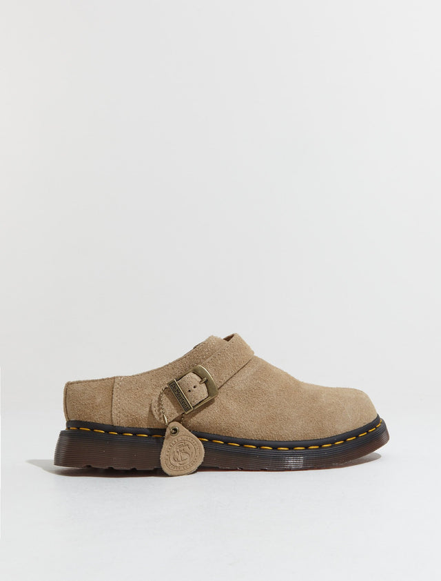 Isham Desert Oasis Suede Mules in Parchment