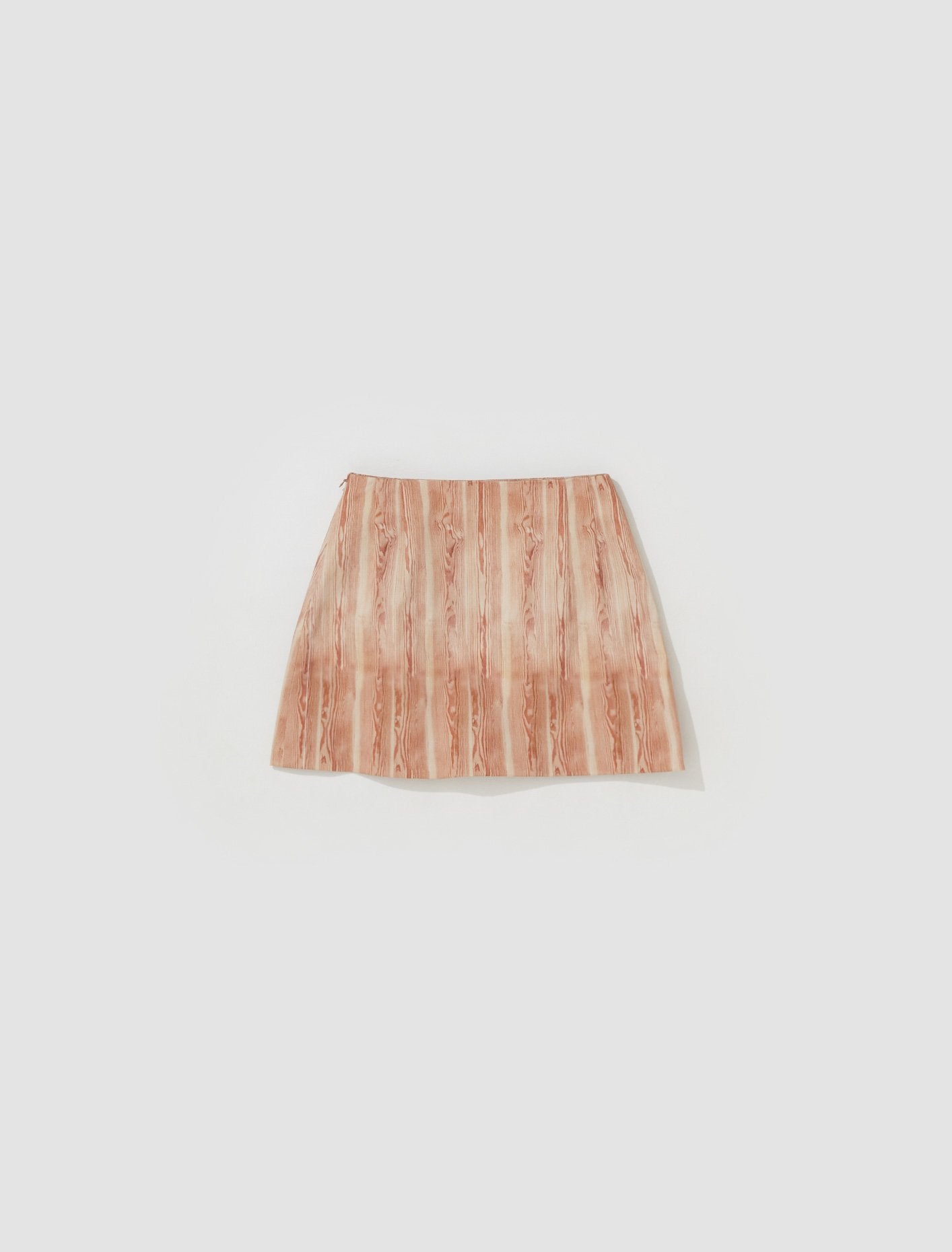 Wood Print Denim Skirt in Multi Print