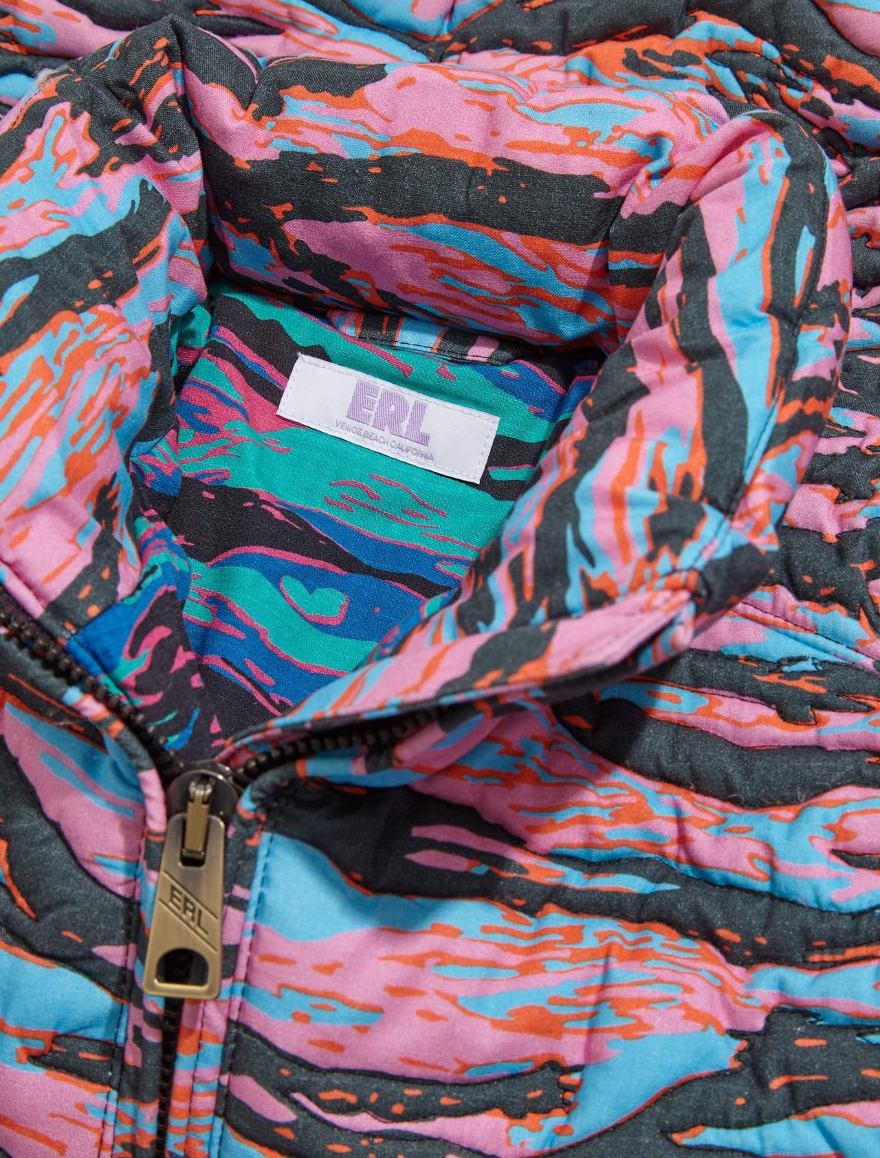 Printed Quilted Puffer in Pink Rave Camo