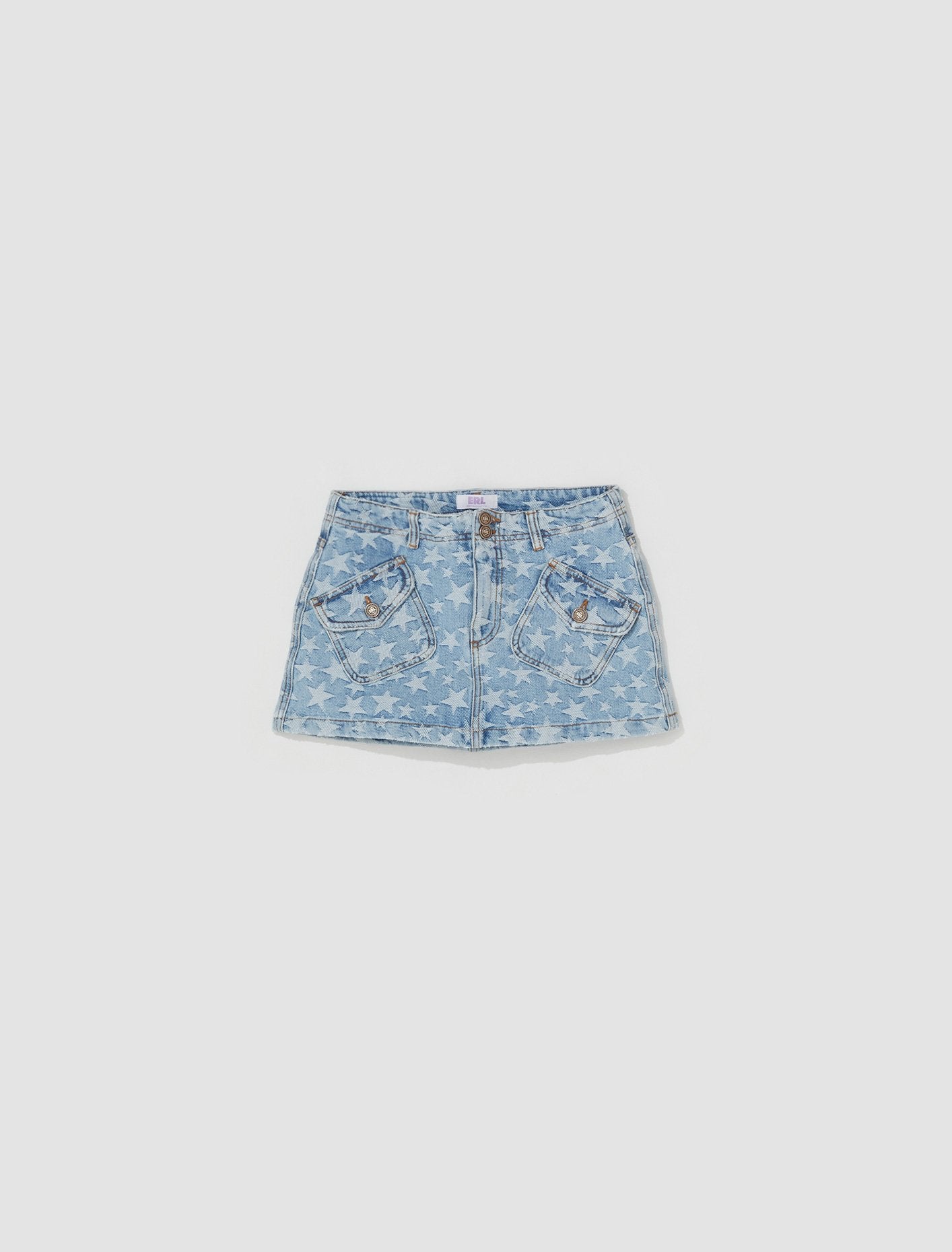 Denim Jacquard Short Skirt in Light Blue