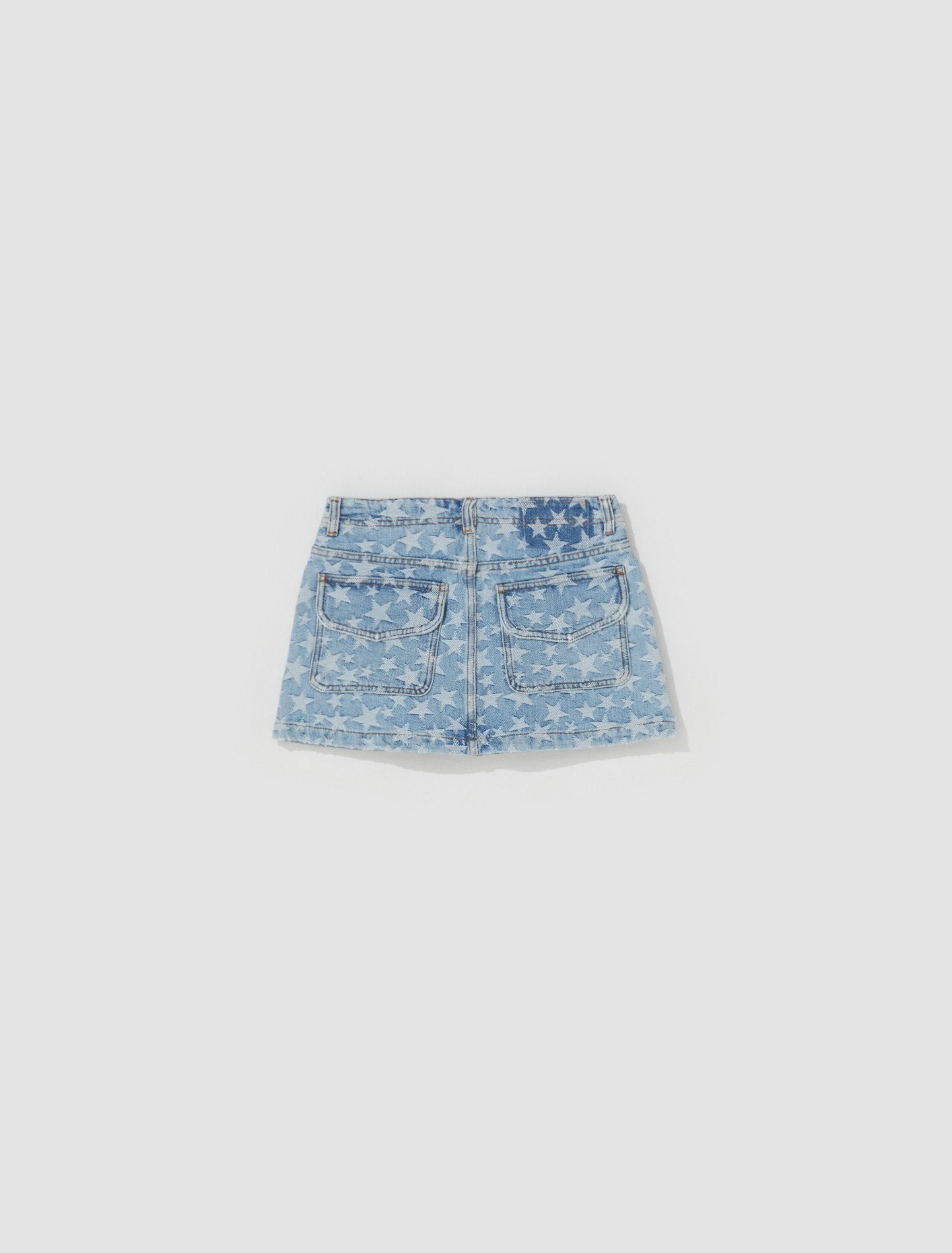 Denim Jacquard Short Skirt in Light Blue