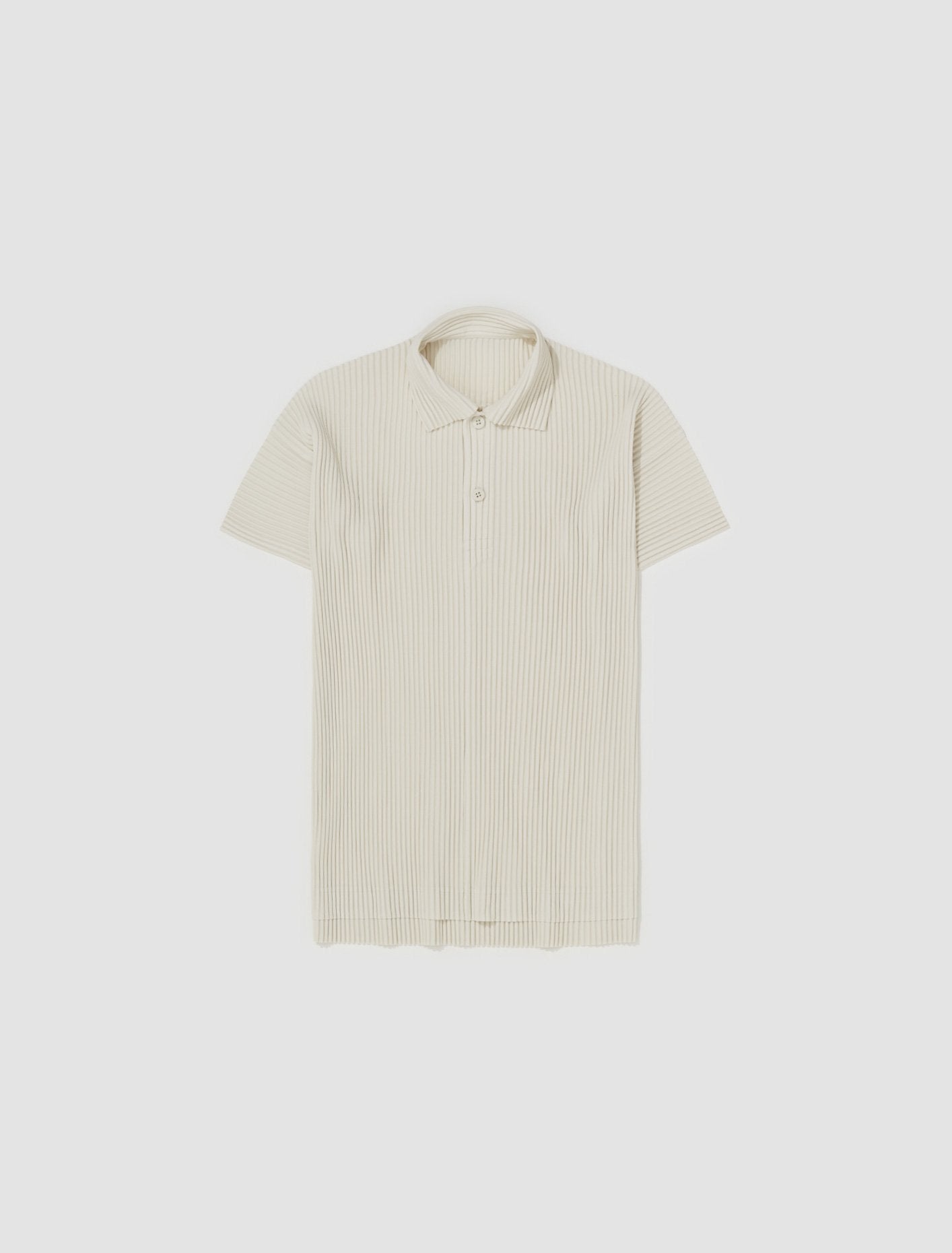 Pleated Polo Shirt in Ivory