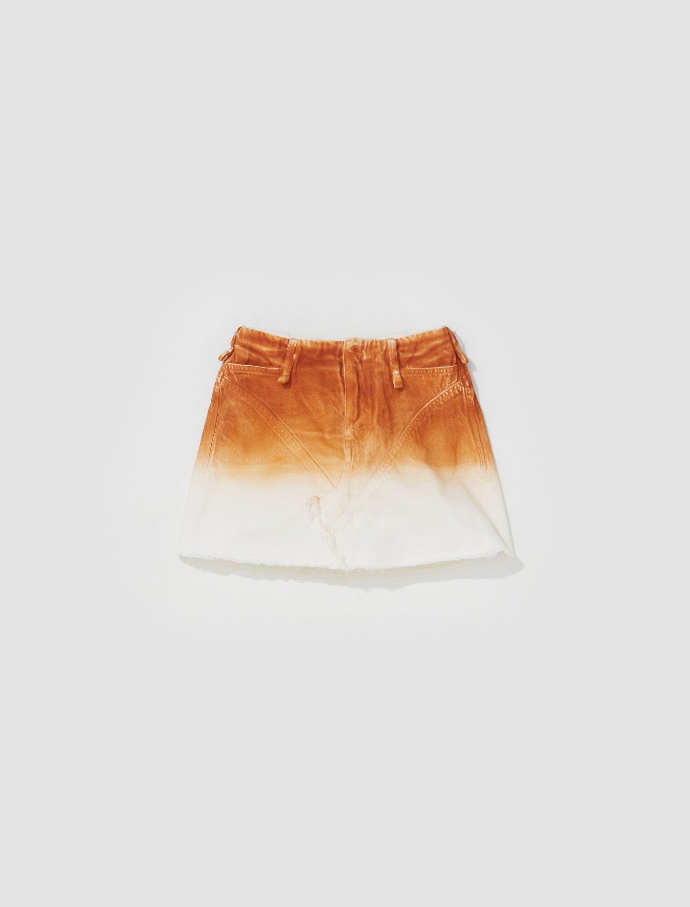 Reconstructed Denim Skirt in White & Rust