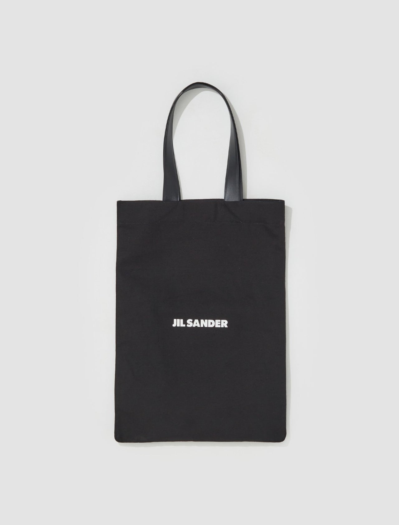 Canvas Tote Bag with Leather Strap in Black