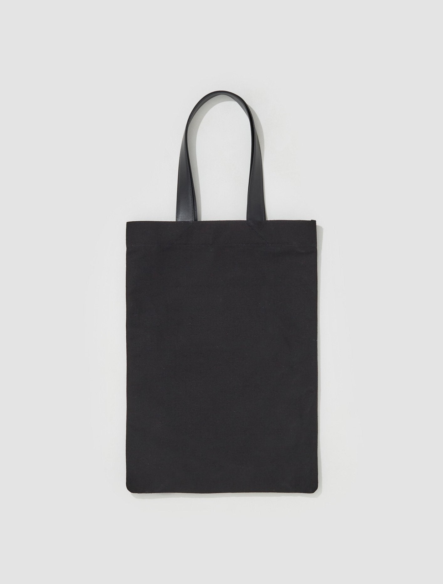 Canvas Tote Bag with Leather Strap in Black