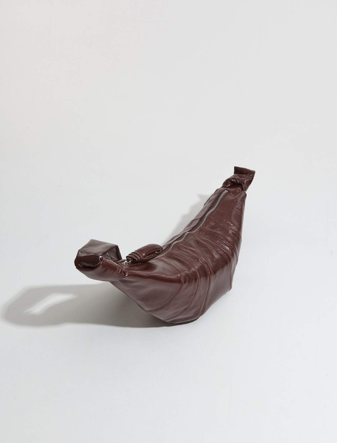 Medium Coated Cotton Croissant Bag in Chocolate Fondant