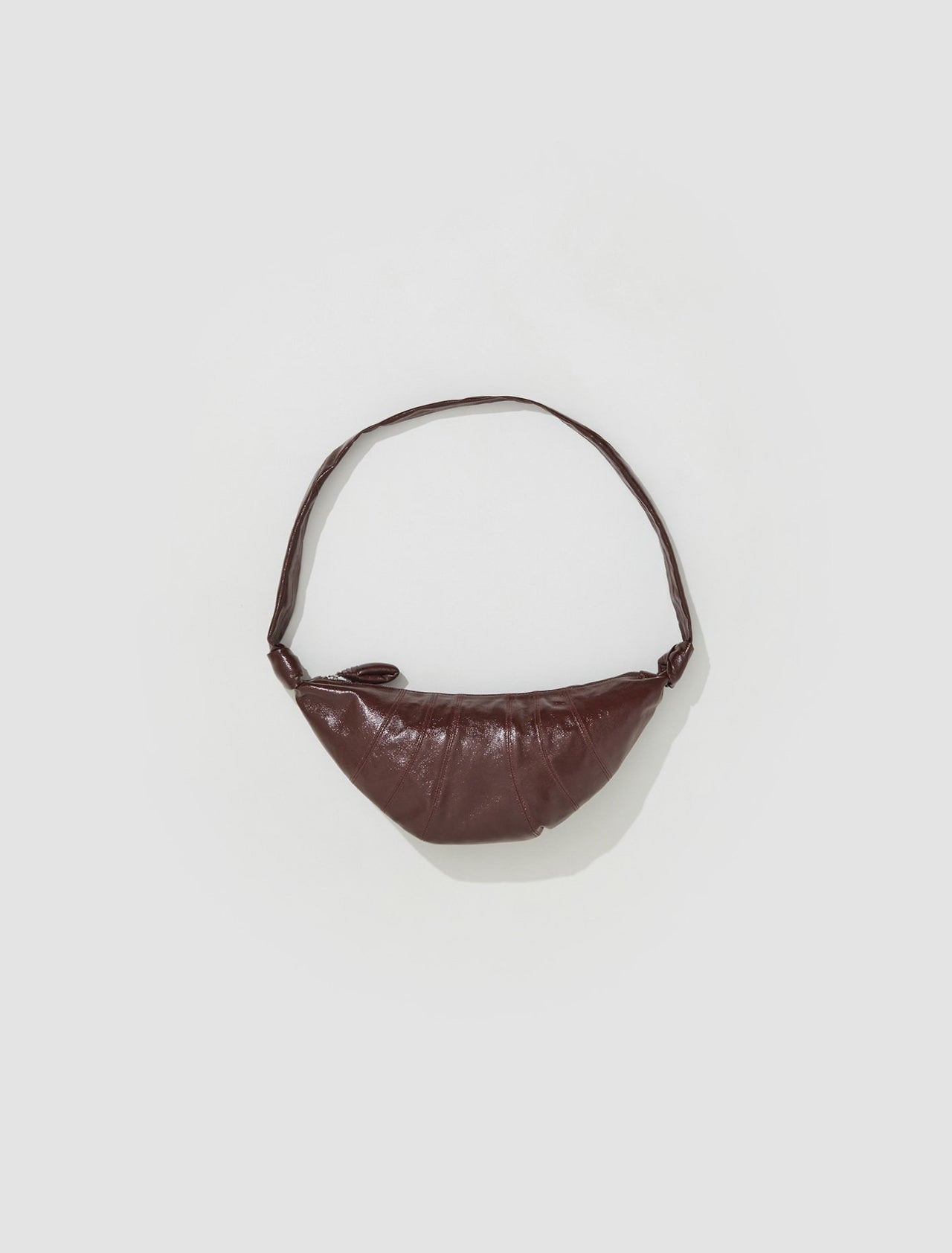 Medium Coated Cotton Croissant Bag in Chocolate Fondant