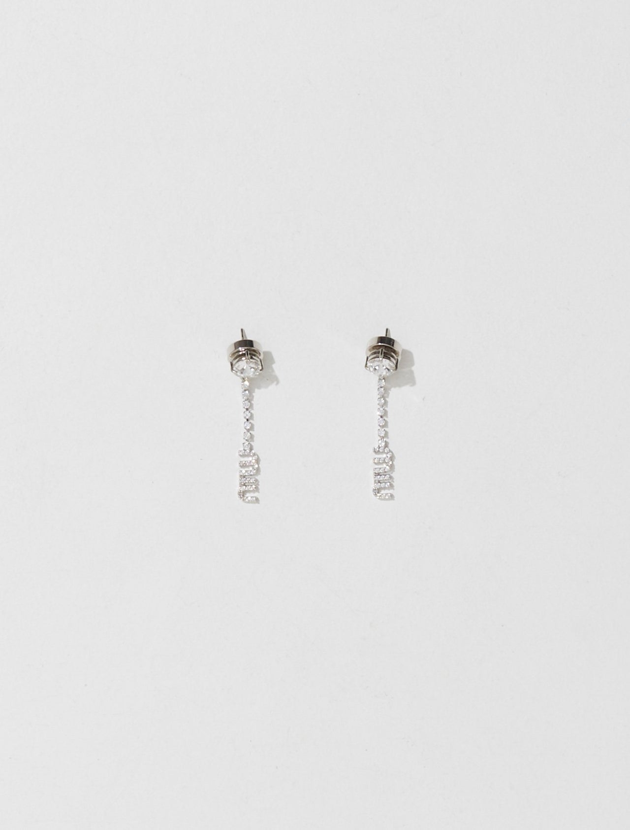 Metal Earrings with Crystals in Steel