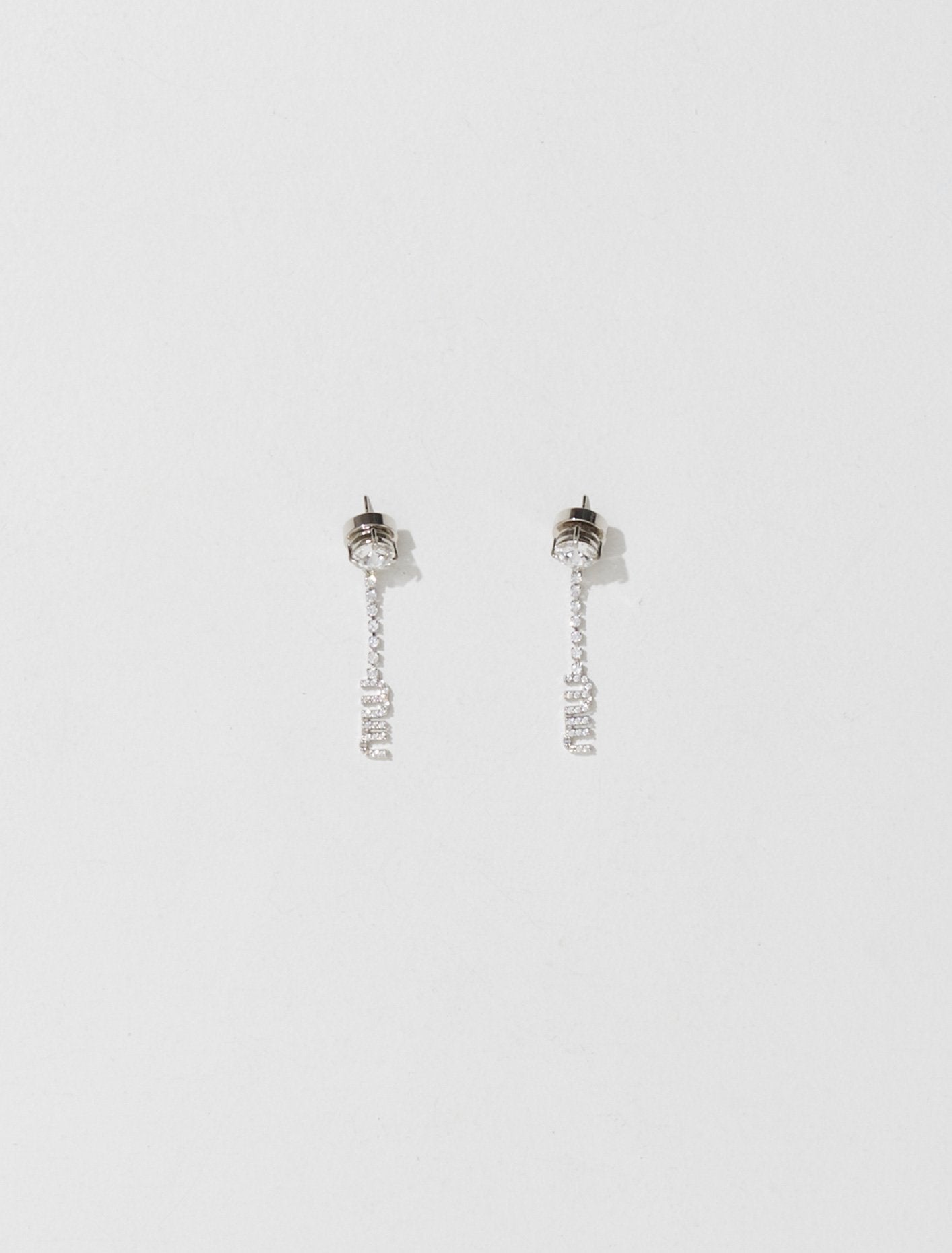 Metal Earrings with Crystals in Steel