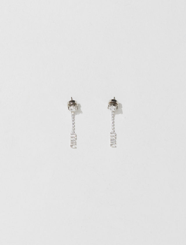 Metal Earrings with Crystals in Steel