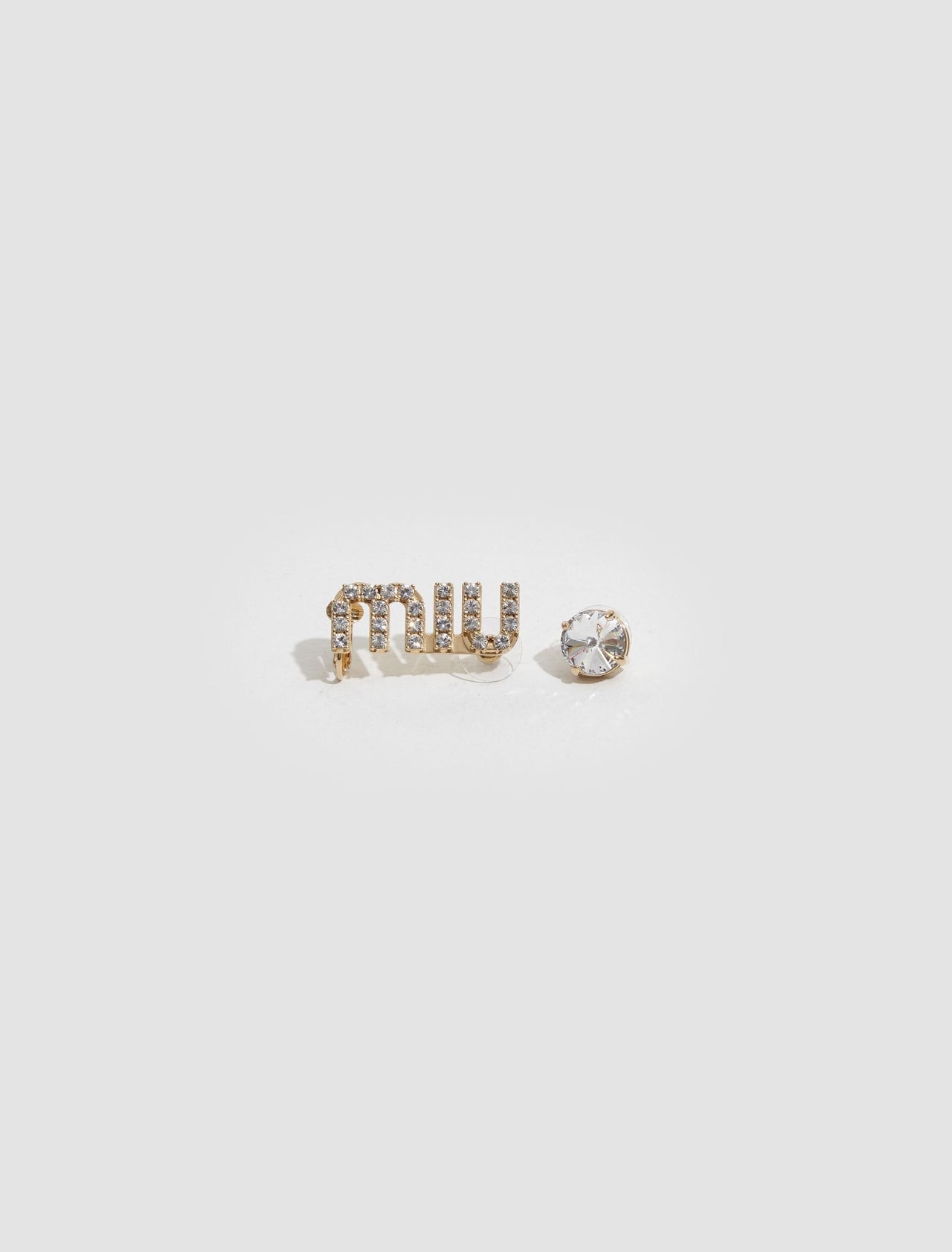 Miu Miu Logo Crystal Earrings in Gold