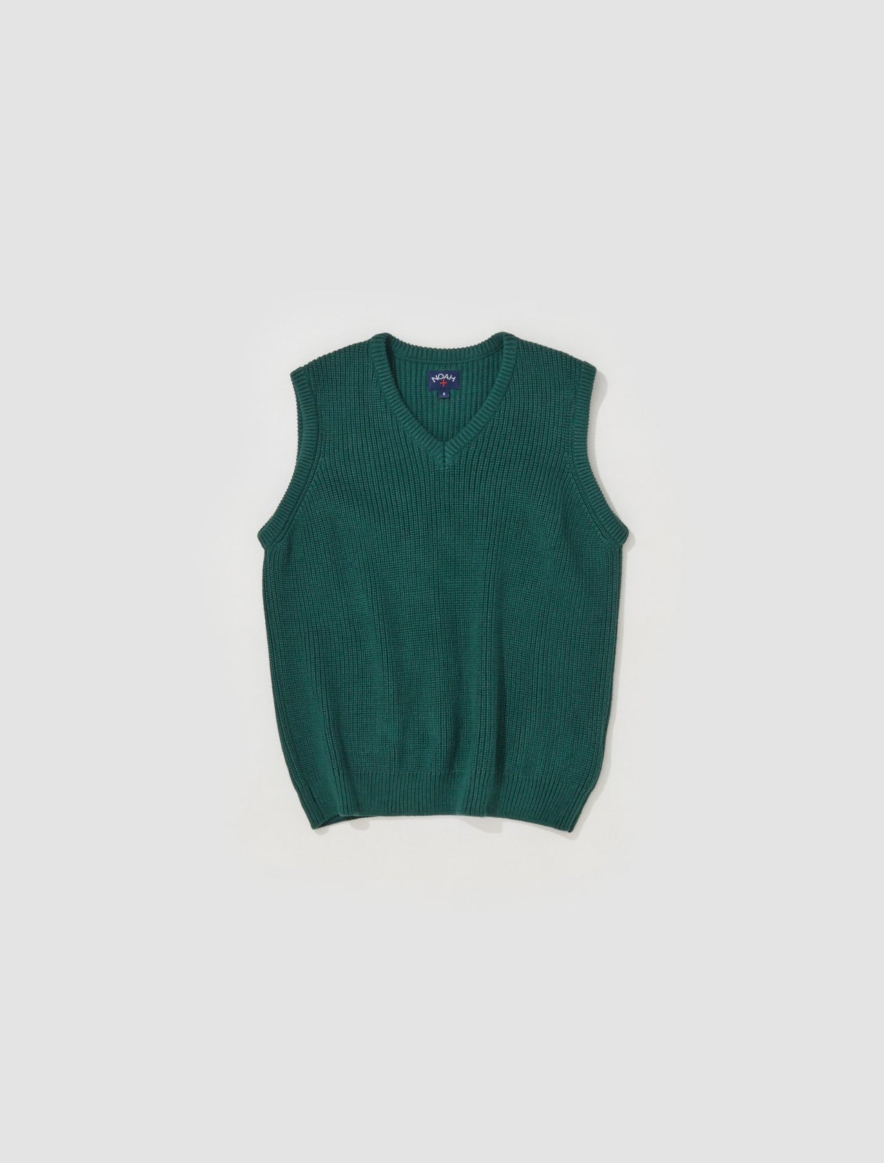 Shaker Stitch Cotton Sweater Vest in Green