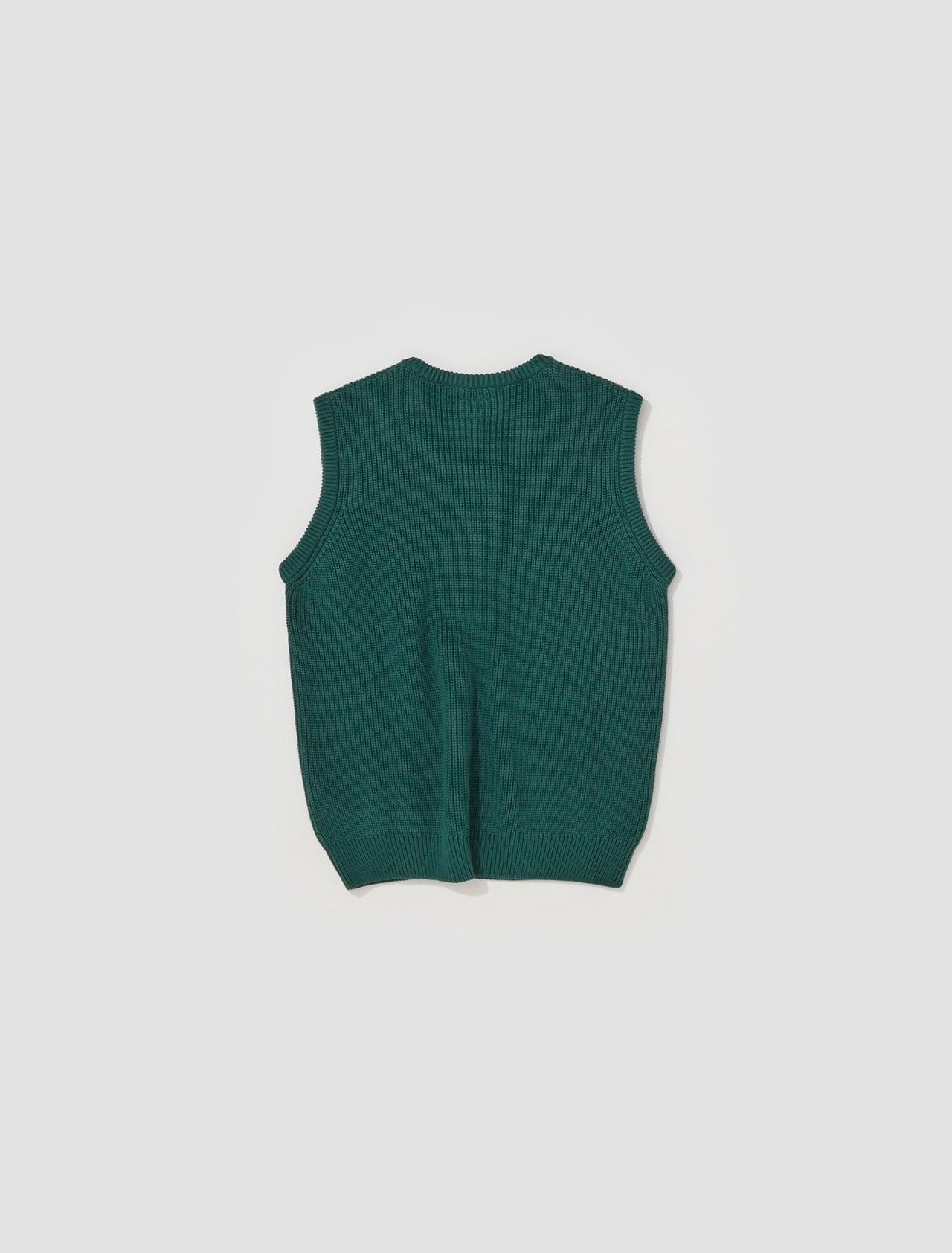 Shaker Stitch Cotton Sweater Vest in Green