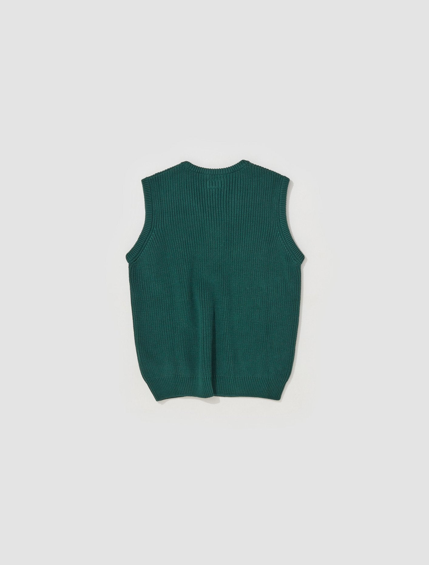 Shaker Stitch Cotton Sweater Vest in Green