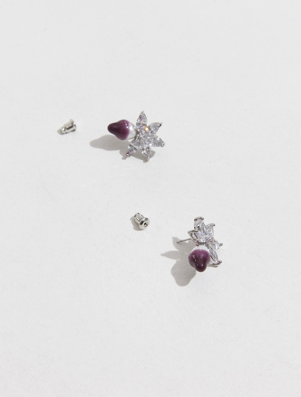 Crystal Pearl Earring in Violet