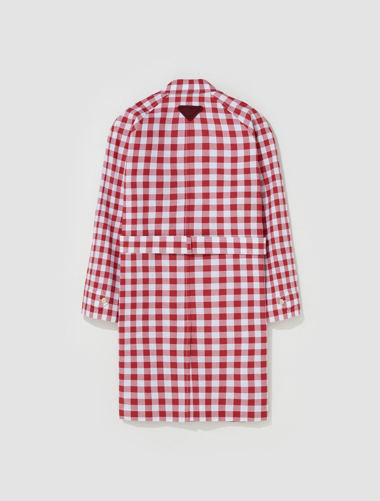 Checkered Cotton Coat in White and Red