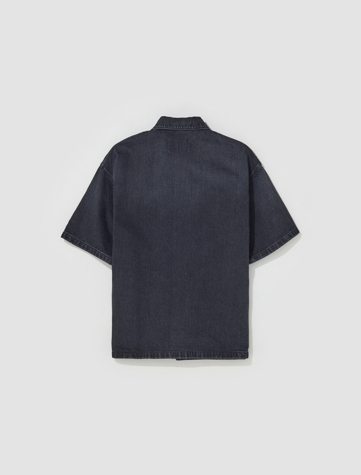 Denim Short-Sleeved Shirt in Black