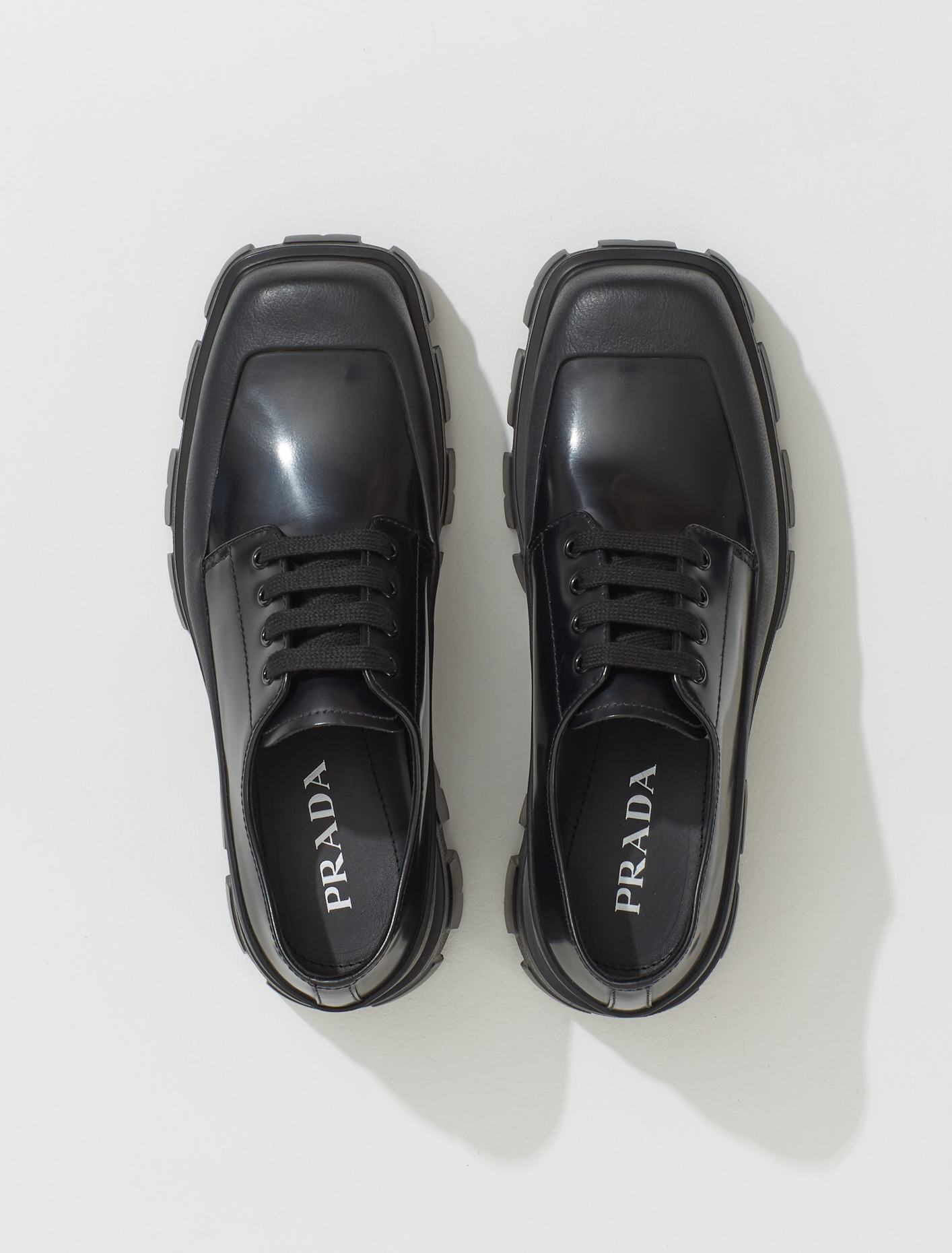 Monolith Square-Toe Derby Shoes in Black