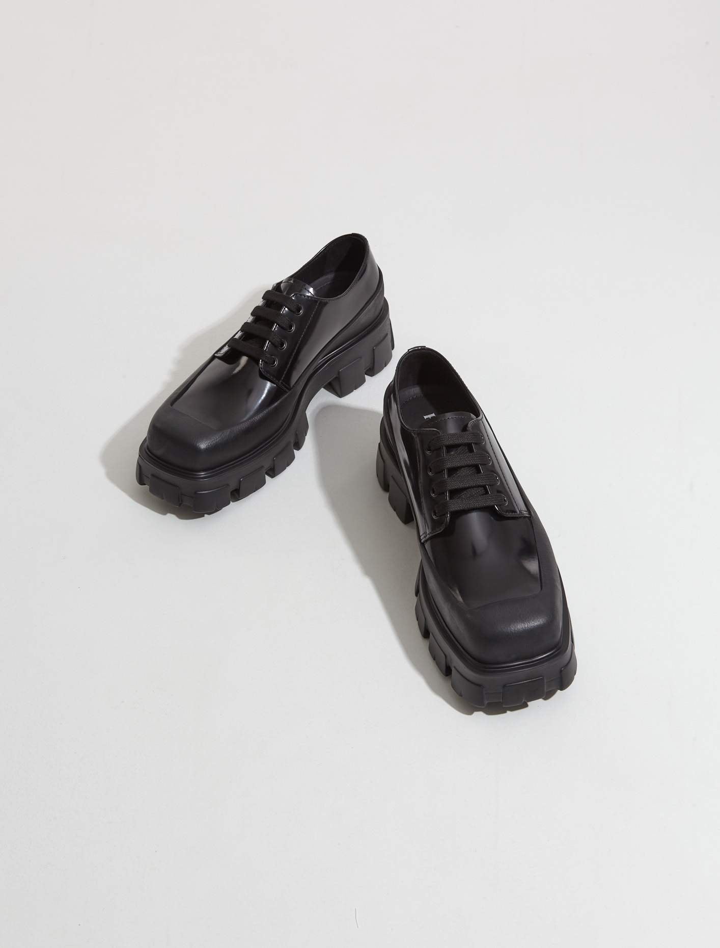 Monolith Square-Toe Derby Shoes in Black