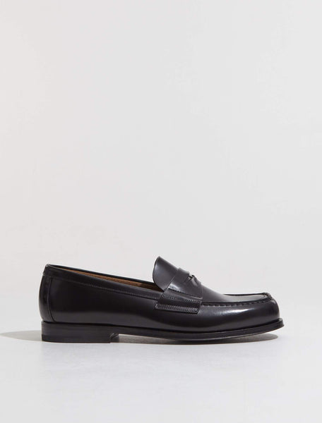 靴 archive prada leather enamel loafers Black Brushed leather loafers | PRADA
