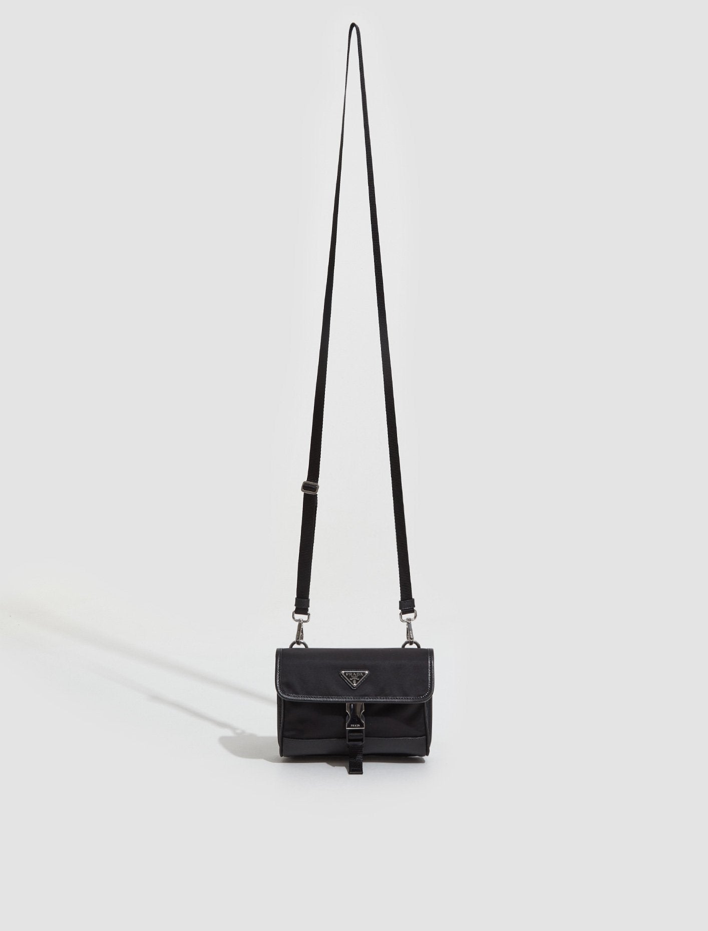 Re-Nylon and Saffiano Leather Smartphone Case in Black