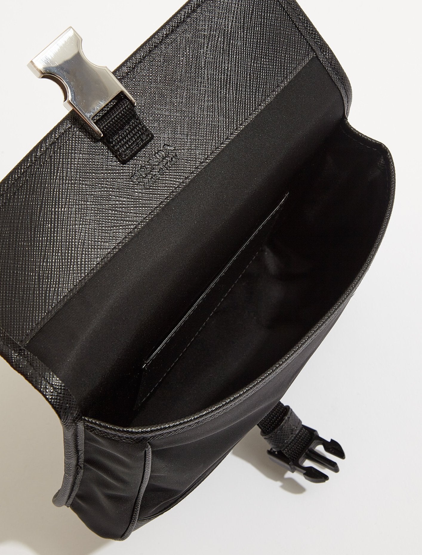 Re-Nylon and Saffiano Leather Smartphone Case in Black