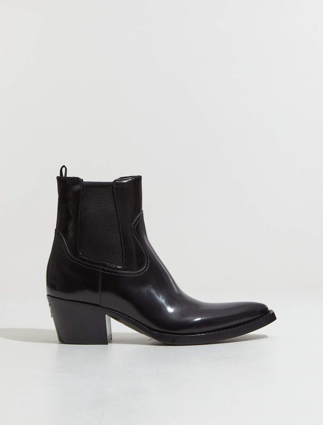 Brushed Leather Boots in Black