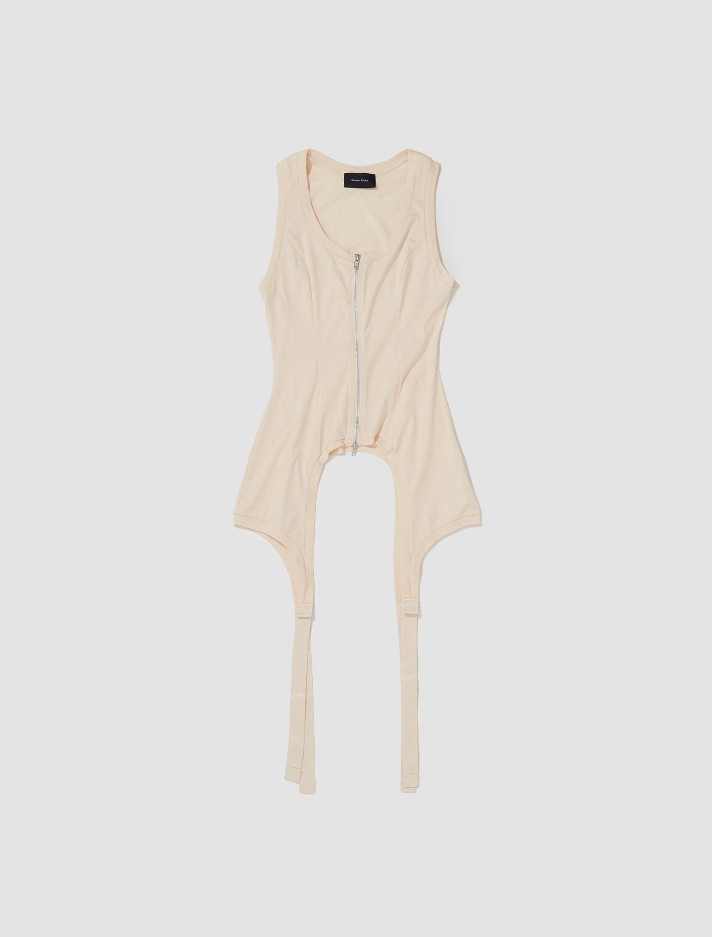 Sleeveless Zip-Up Bodysuit in Nude