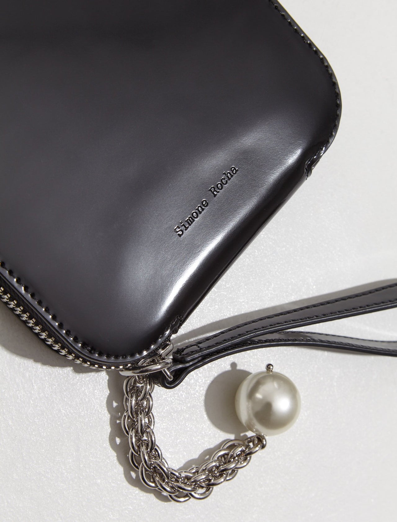 Wallet with Pearl Chain in Black