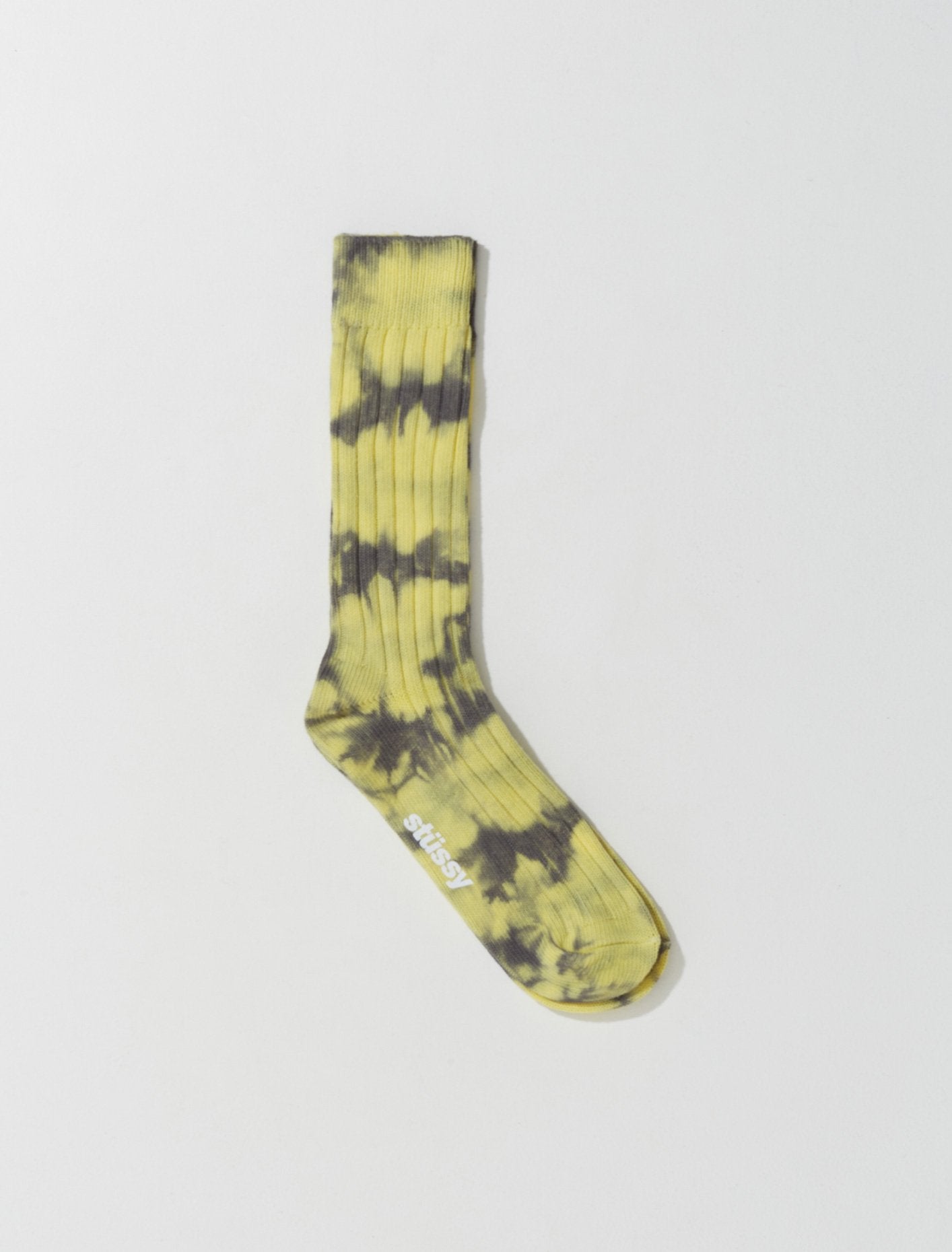 Dyed Ribbed Crew Socks in Turmeric