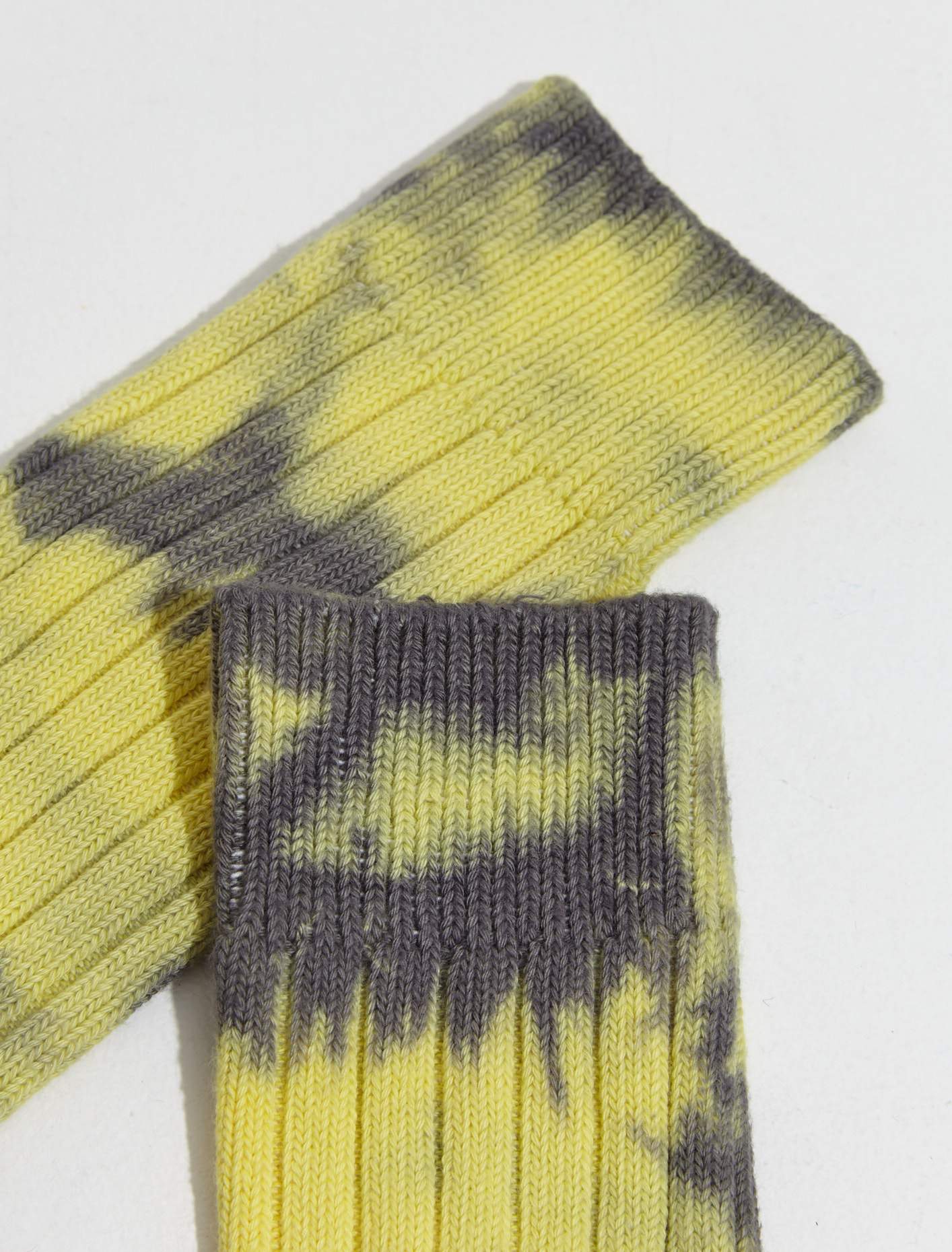 Dyed Ribbed Crew Socks in Turmeric