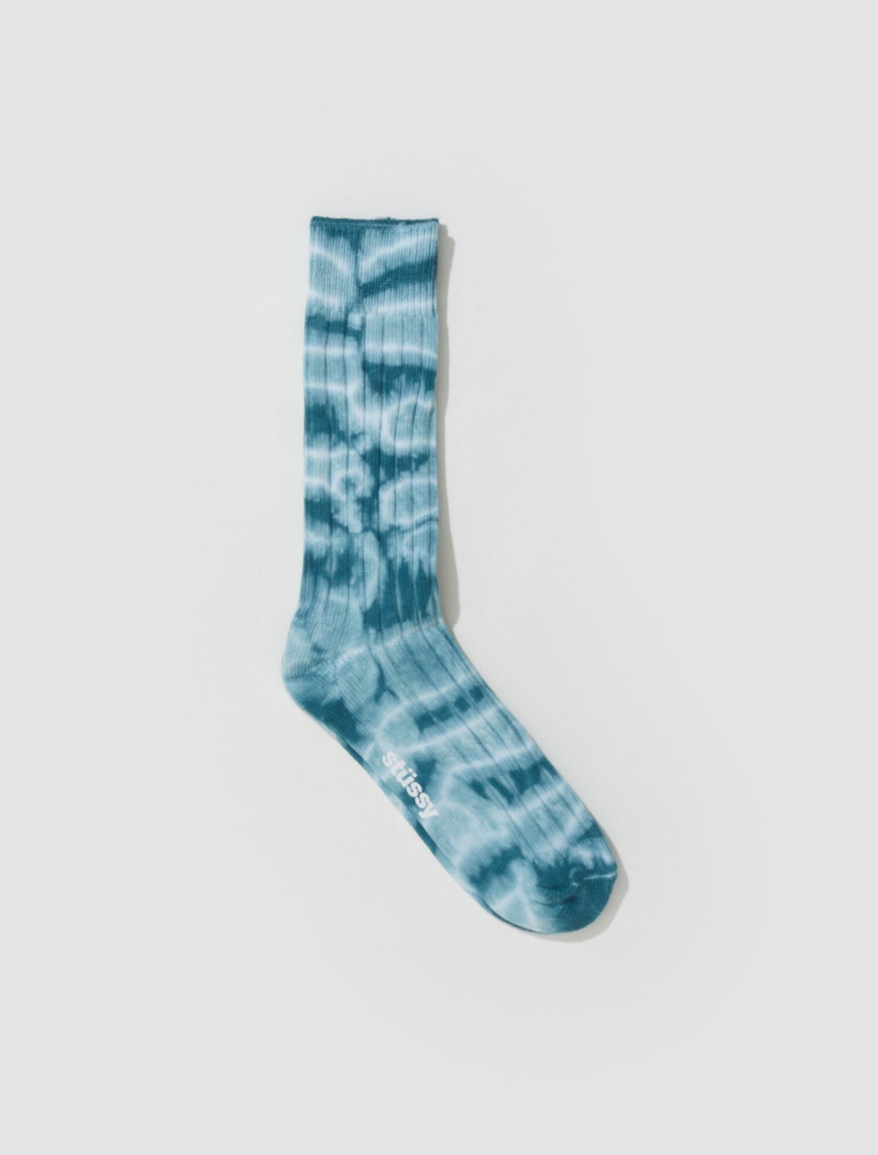 Dyed Ribbed Crew Socks in Teal